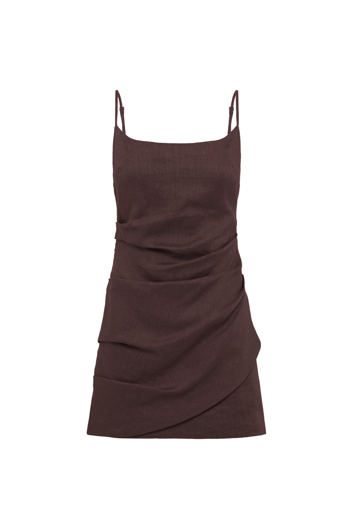 Rani Linen Mini Dress Chocolate 
