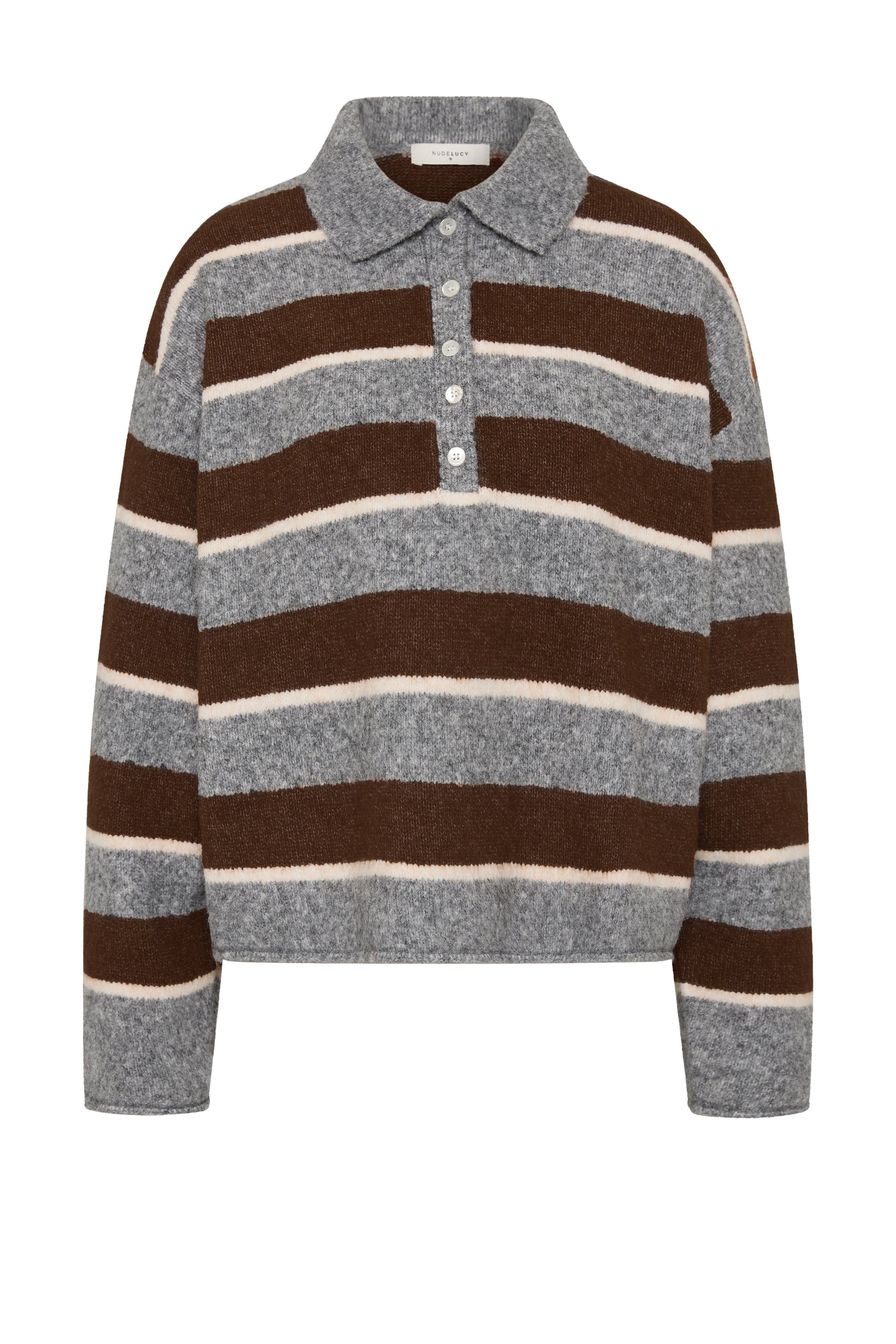 Maia Rugby Knit Charcoal Stripe 