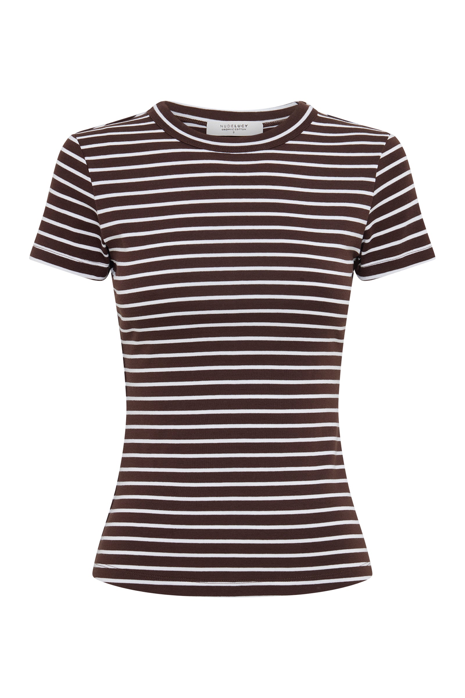 Organic Stripe Baby Tee Choc Stripe 
