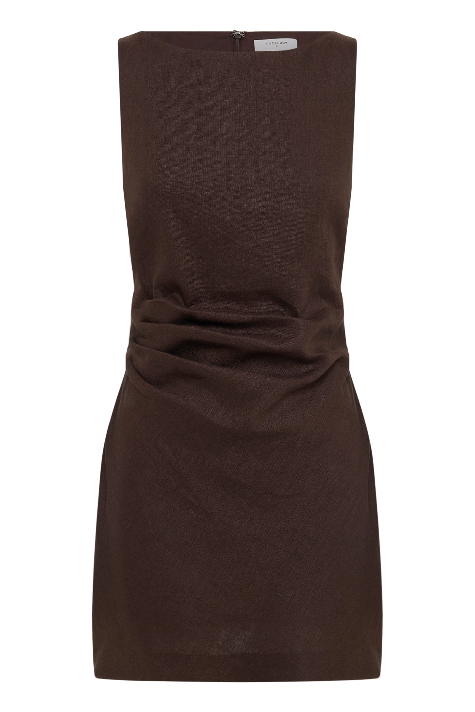 Eleri Linen Mini Dress Chocolate 