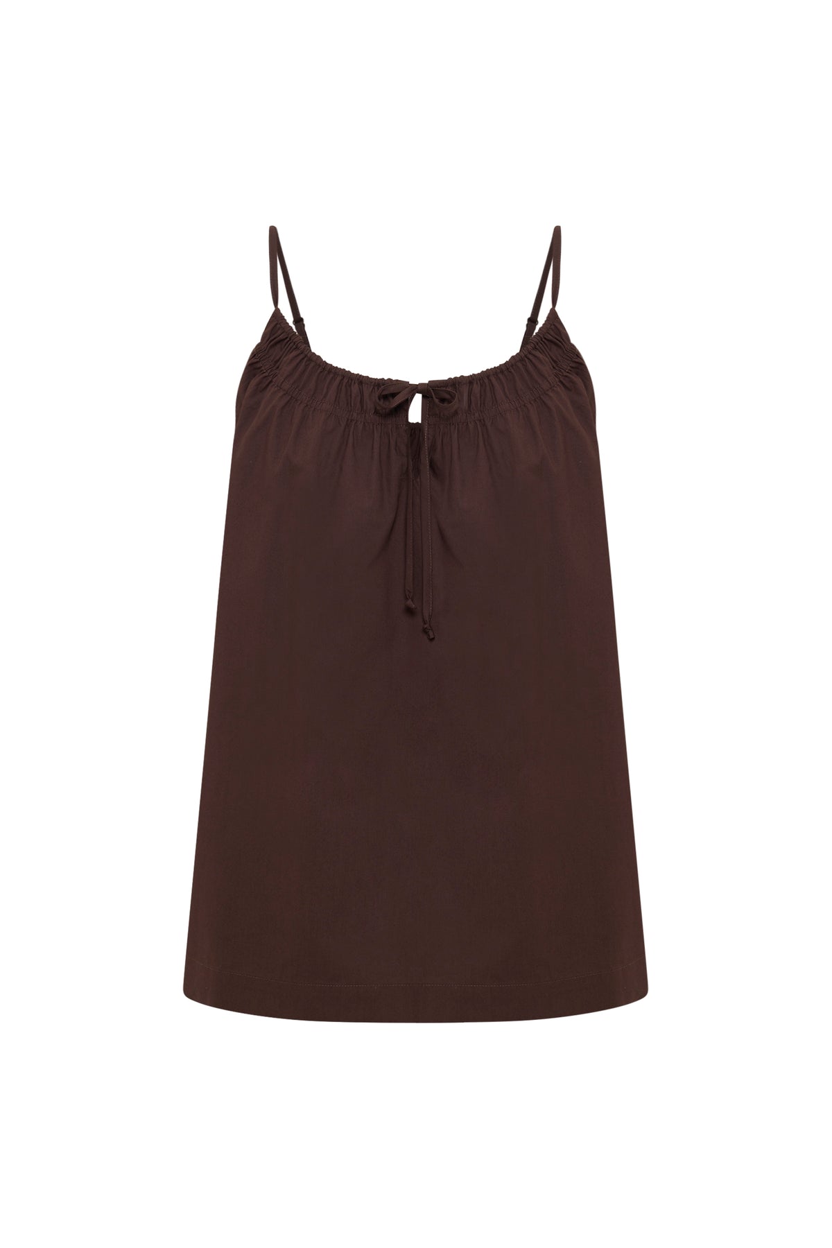Cerie Poplin Top Chocolate 