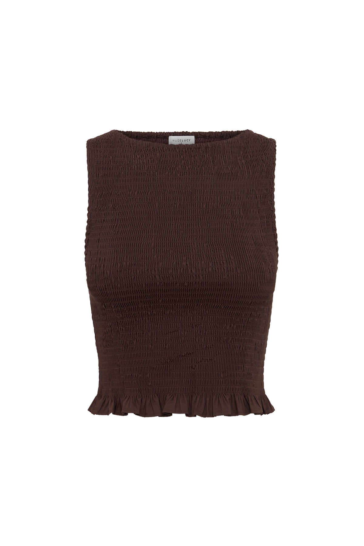 Greta Shirred Poplin Top Chocolate 