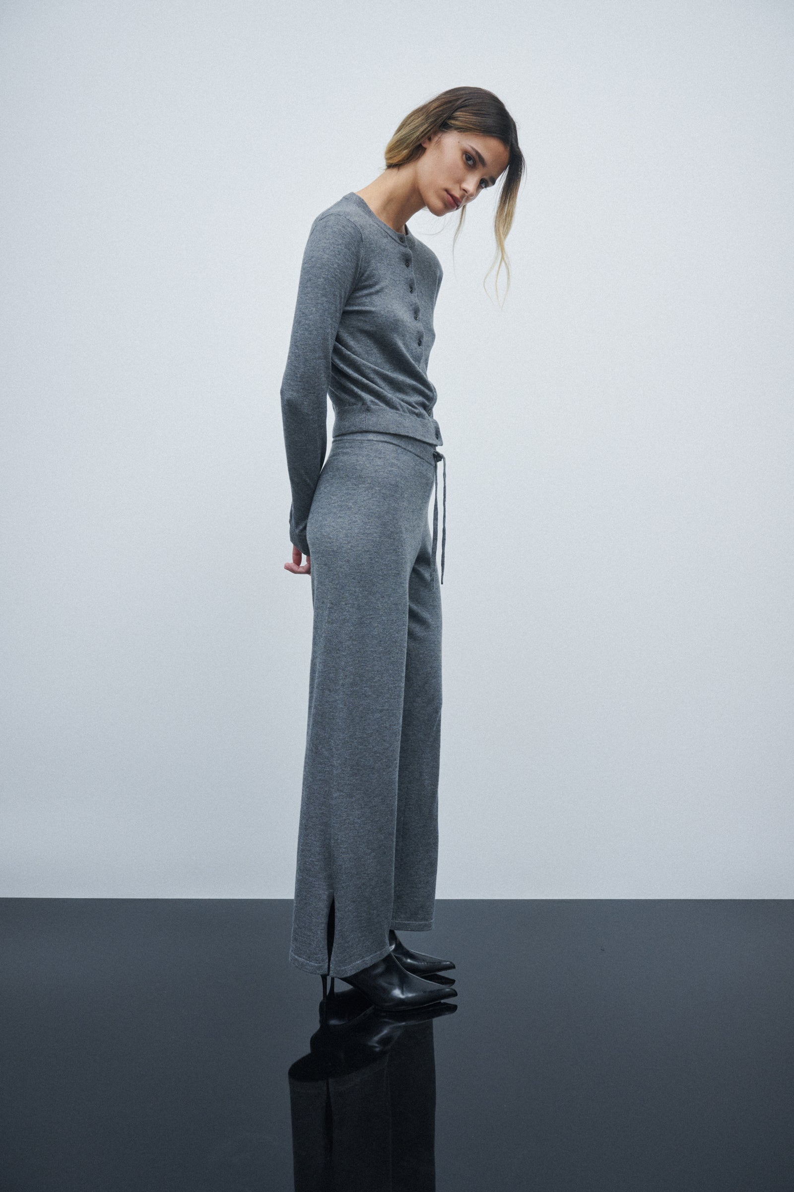 Rae Knit Cardigan Charcoal 