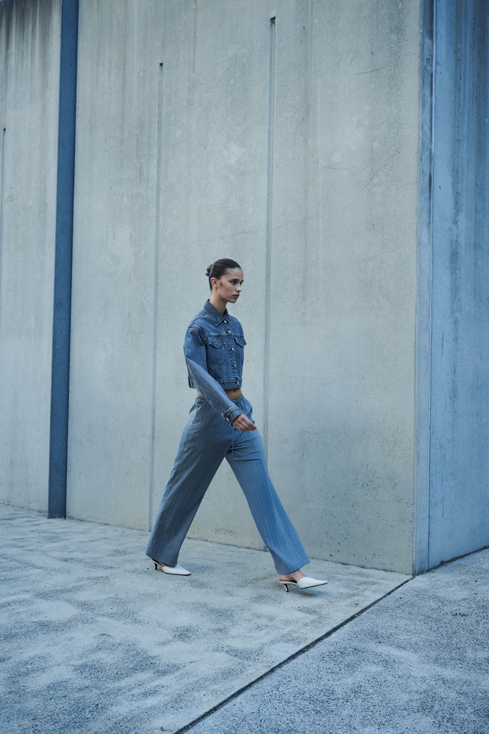 Organic Denim Crop Jacket Graphite 