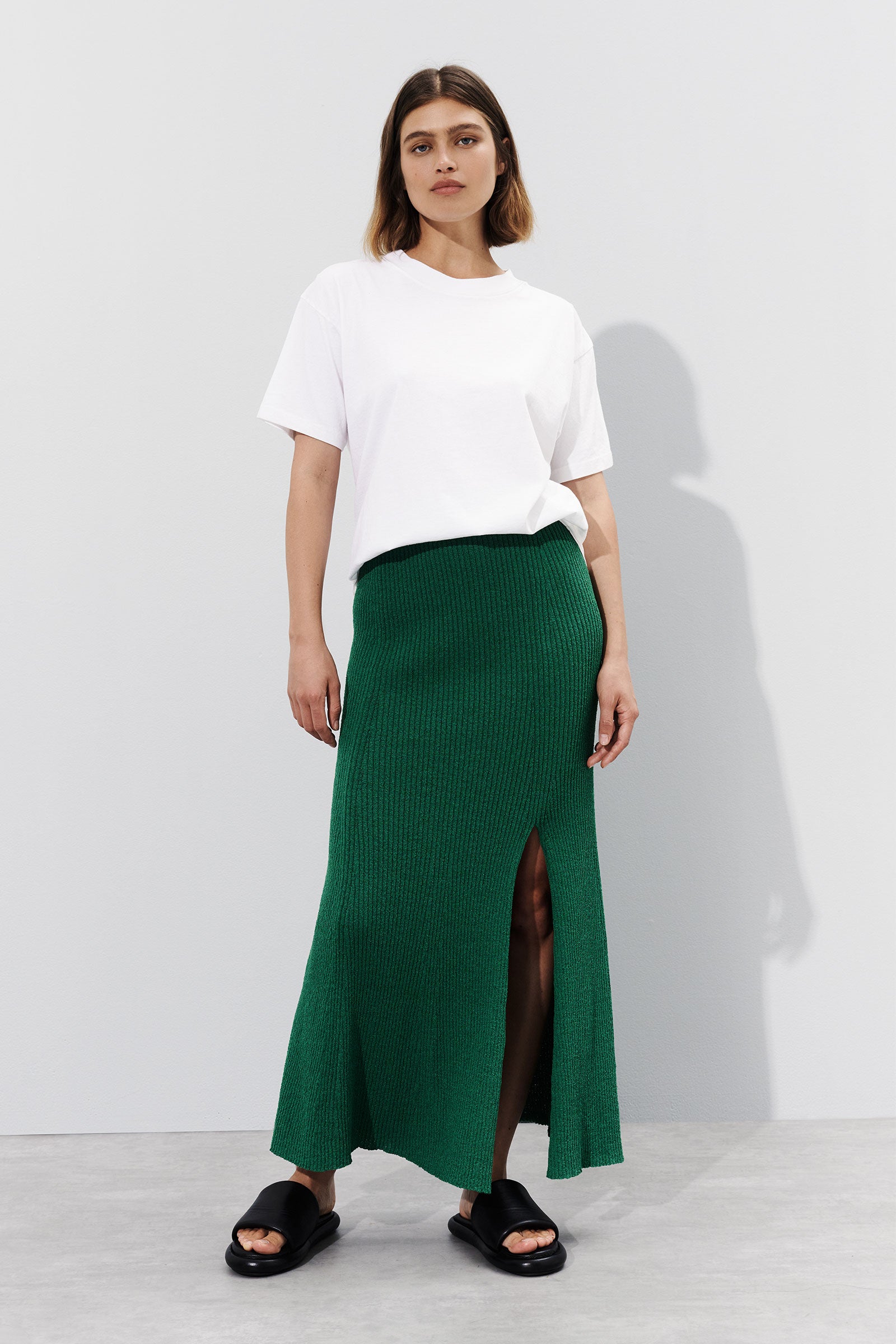 Nude Lucy Dune Knit Skirt In A Green Lotus Colour 