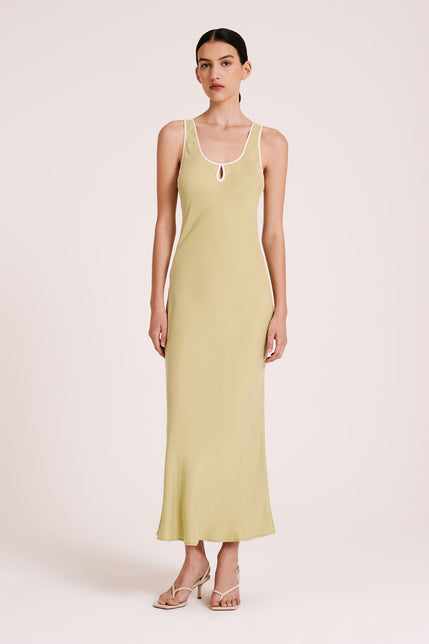 ENNI CUPRO SLIP DRESS-Lime