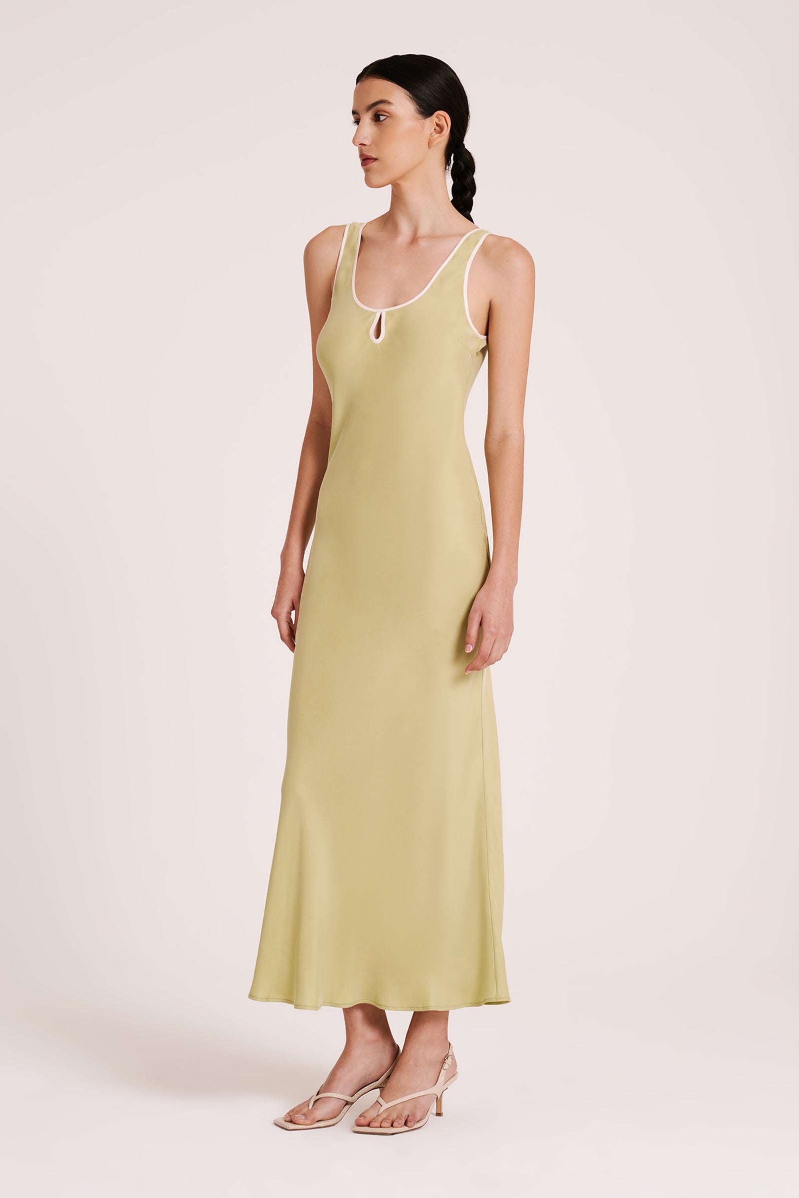 Enni Cupro Slip Dress Lime 