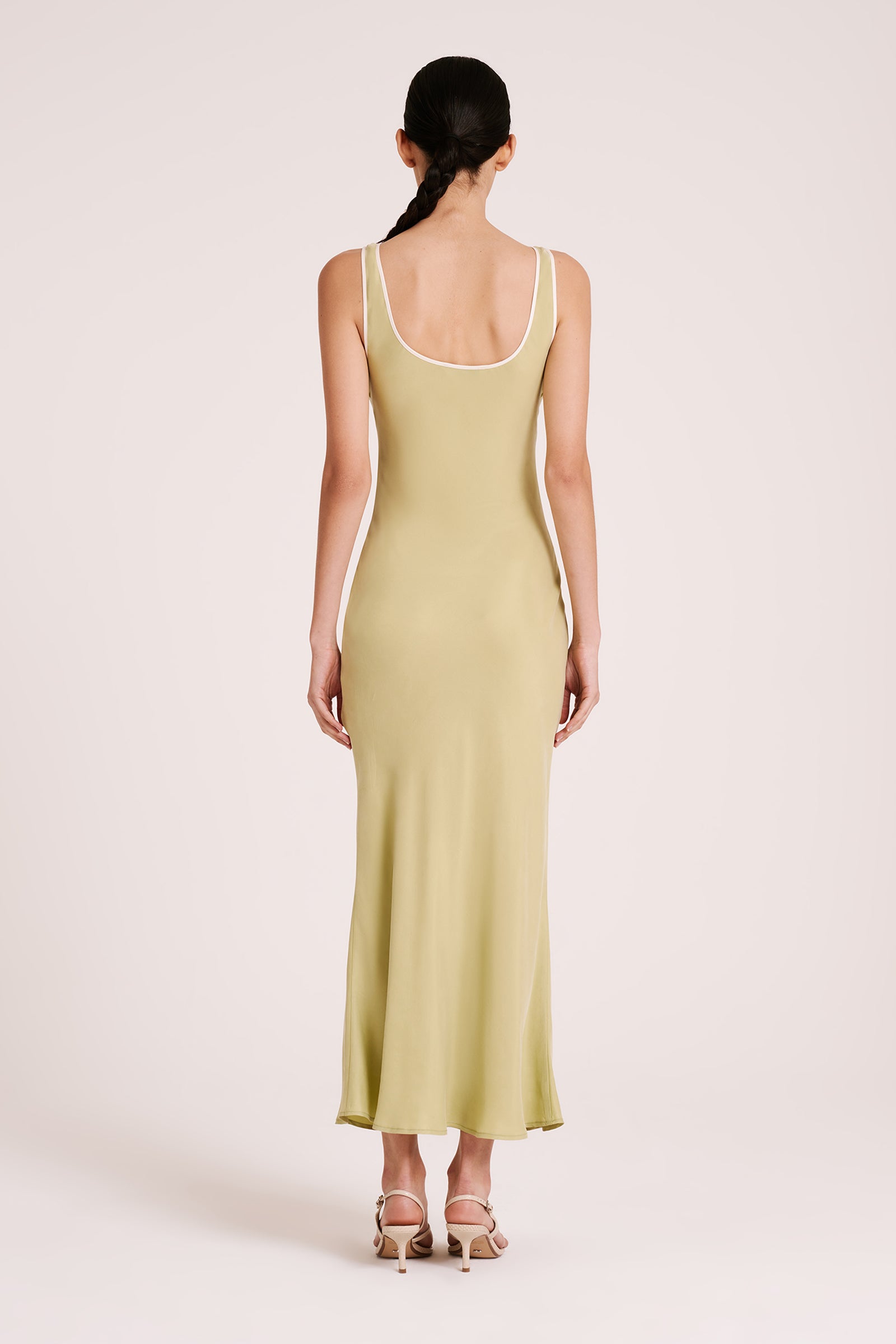 Enni Cupro Slip Dress Lime 