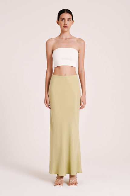 INES CUPRO SKIRT-Lime