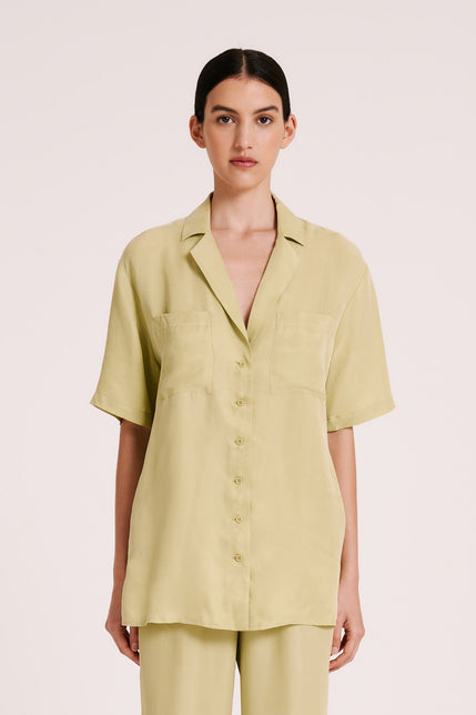 LUCIA CUPRO SHIRT-Lime