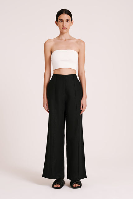 AMANI TAILORED LINEN PANT-Black