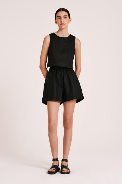 AMANI LINEN SHORT-Black