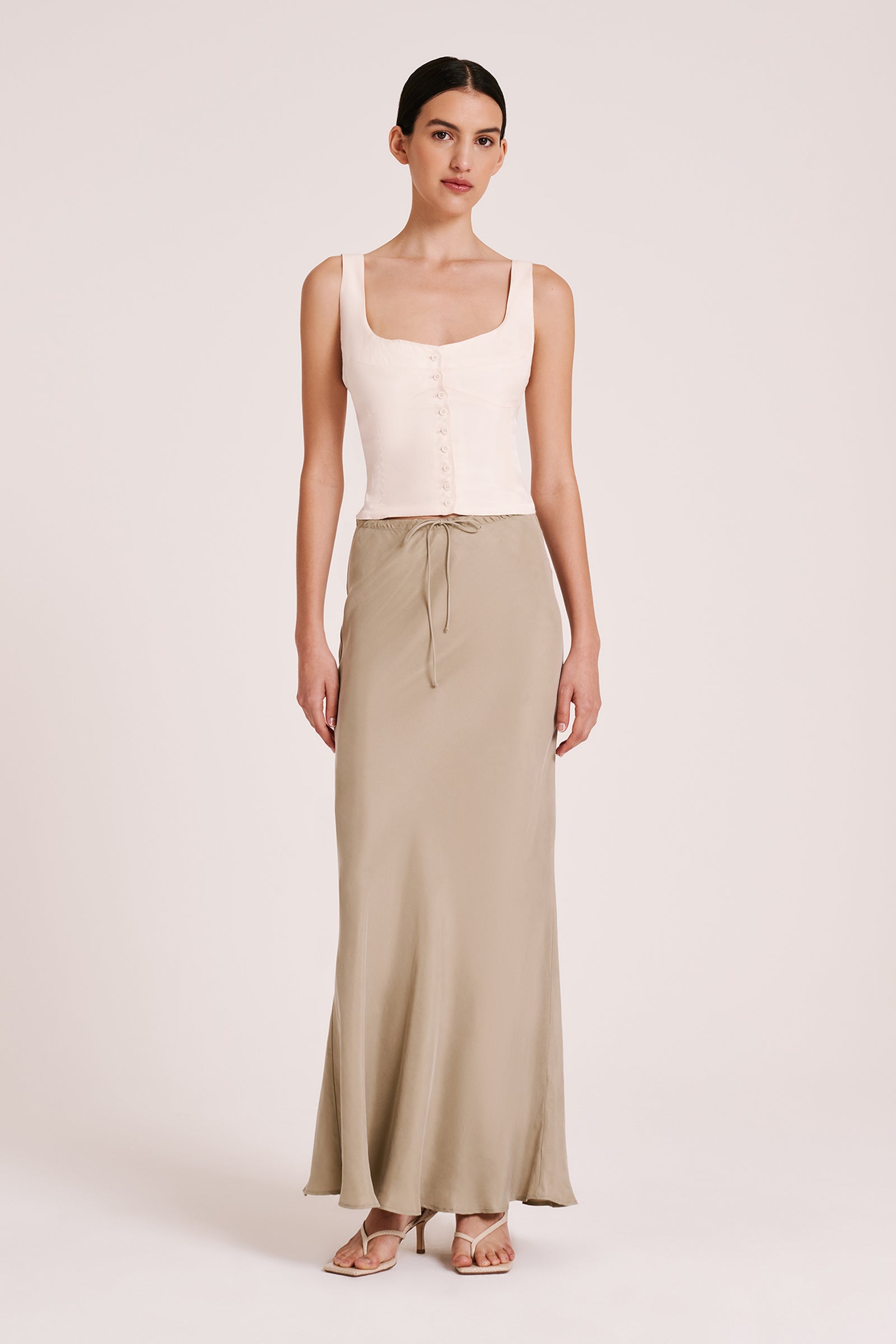 Lea Cupro Skirt Olive 
