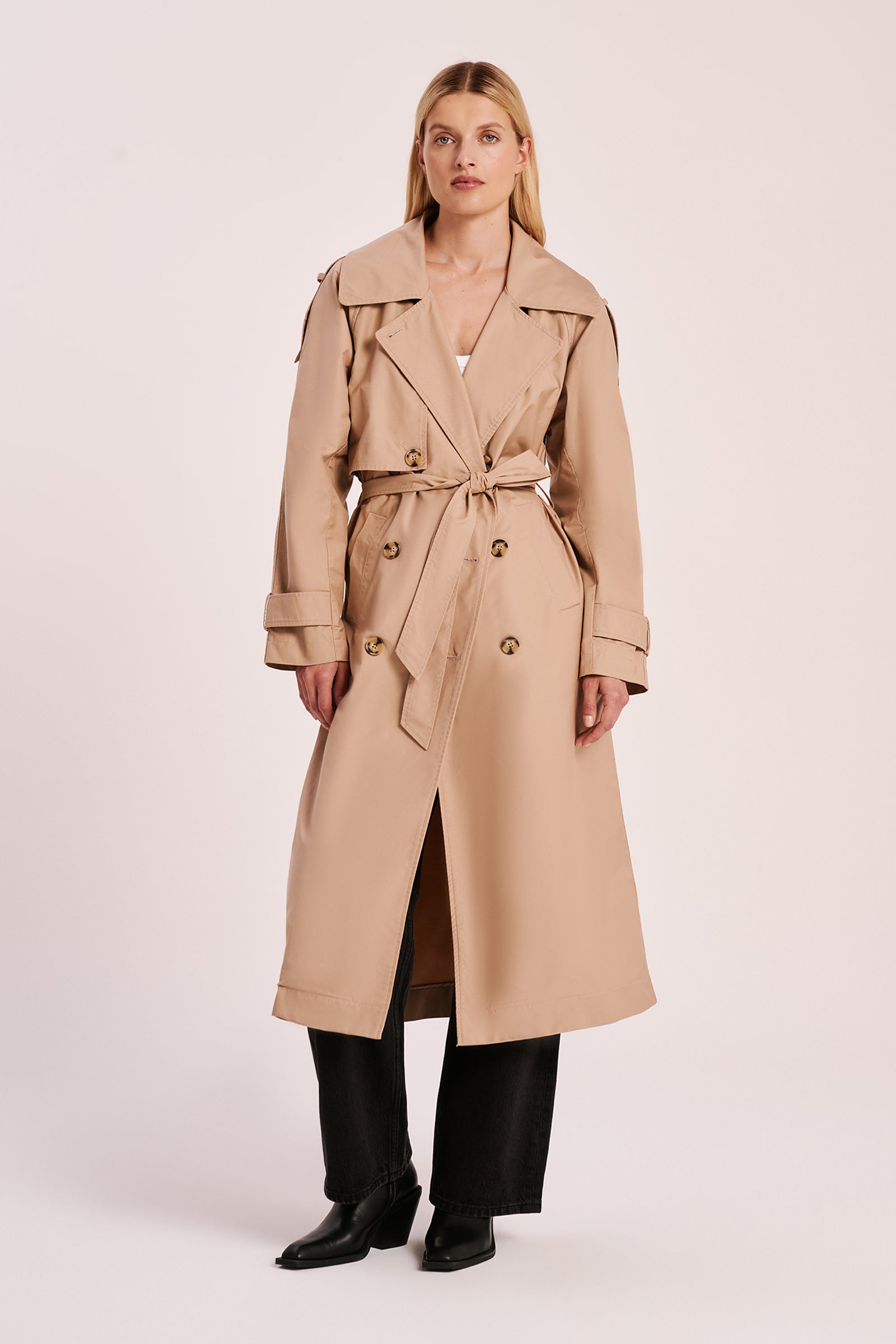 Shop Milo Trench Coat in Tan Nude Lucy