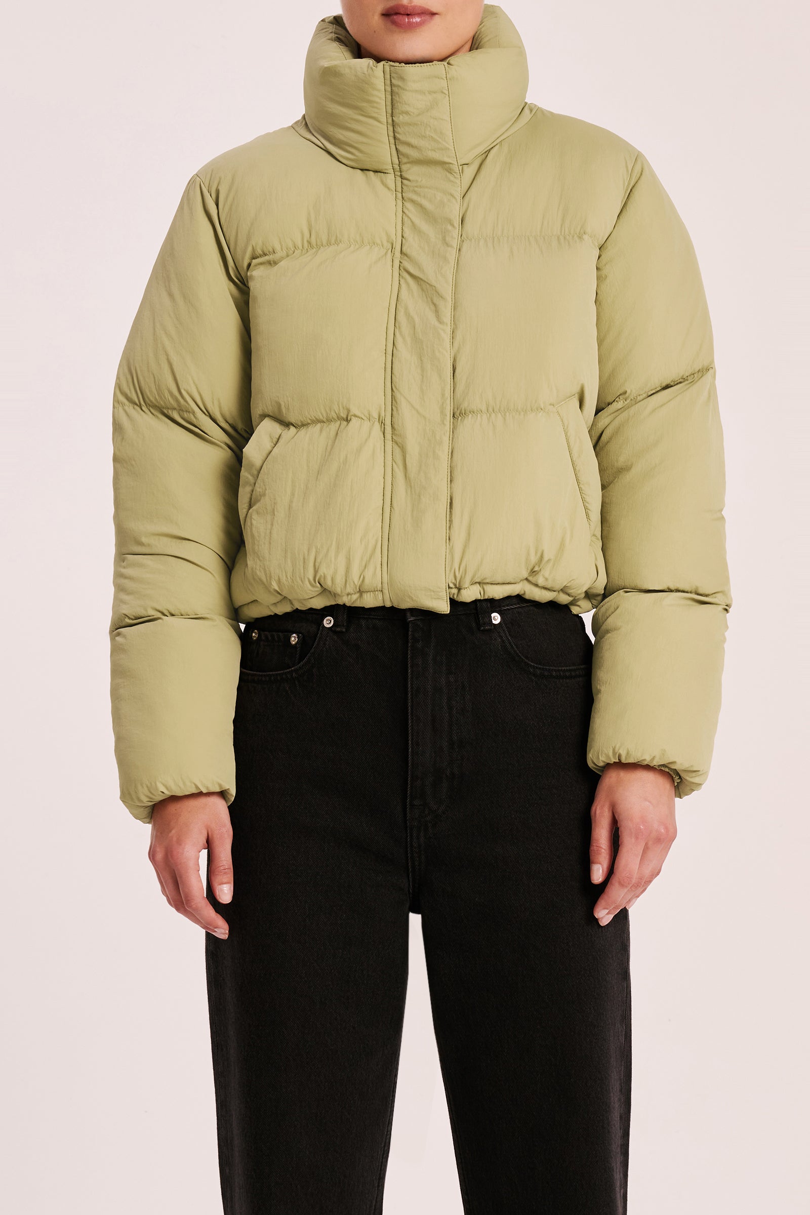 Shop Topher Puffer Jacket in Matcha Nude Lucy