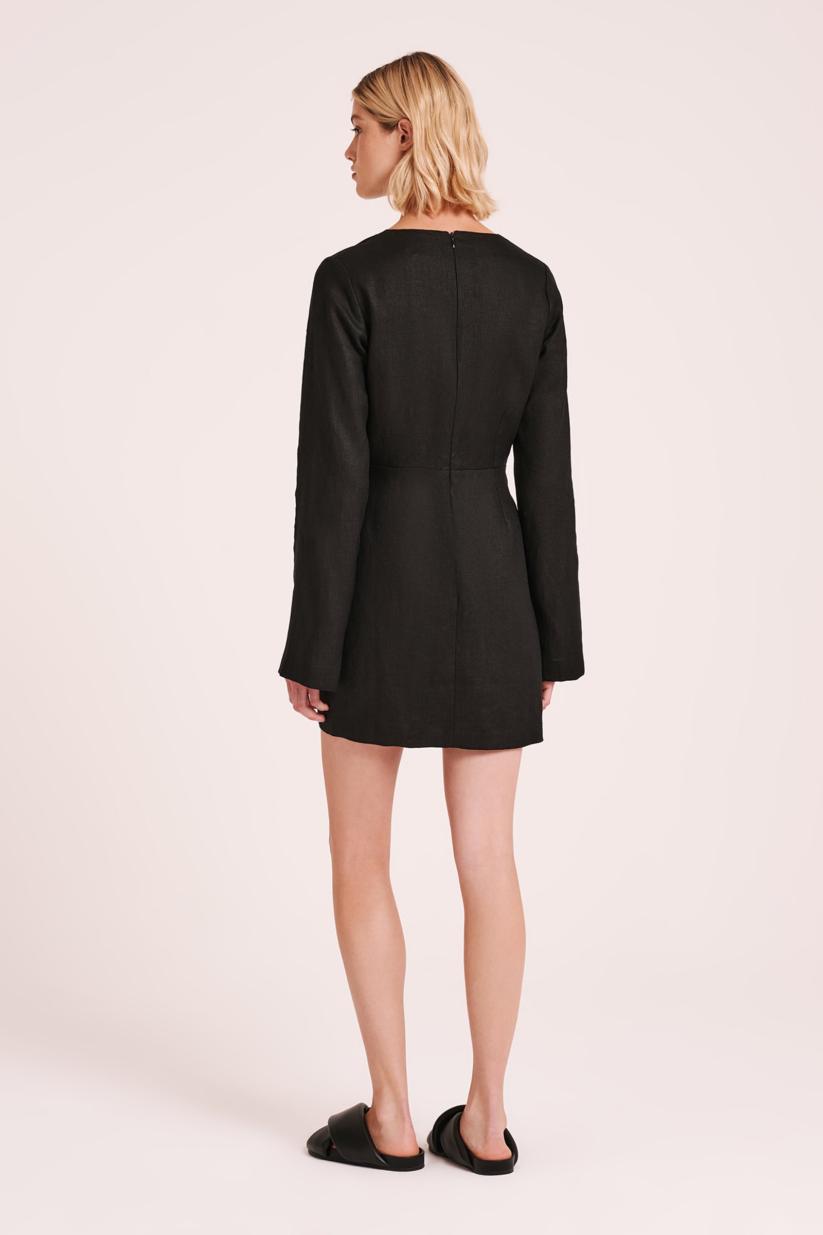 Brynn Linen Mini Dress Black 