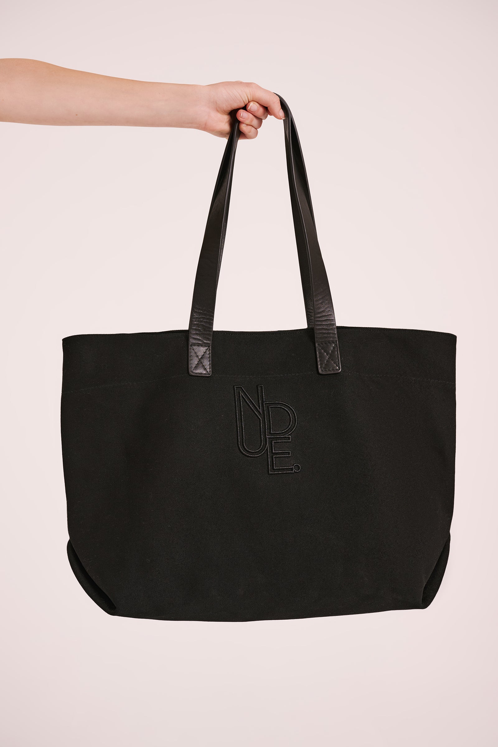 Leather Strap Tote Black 
