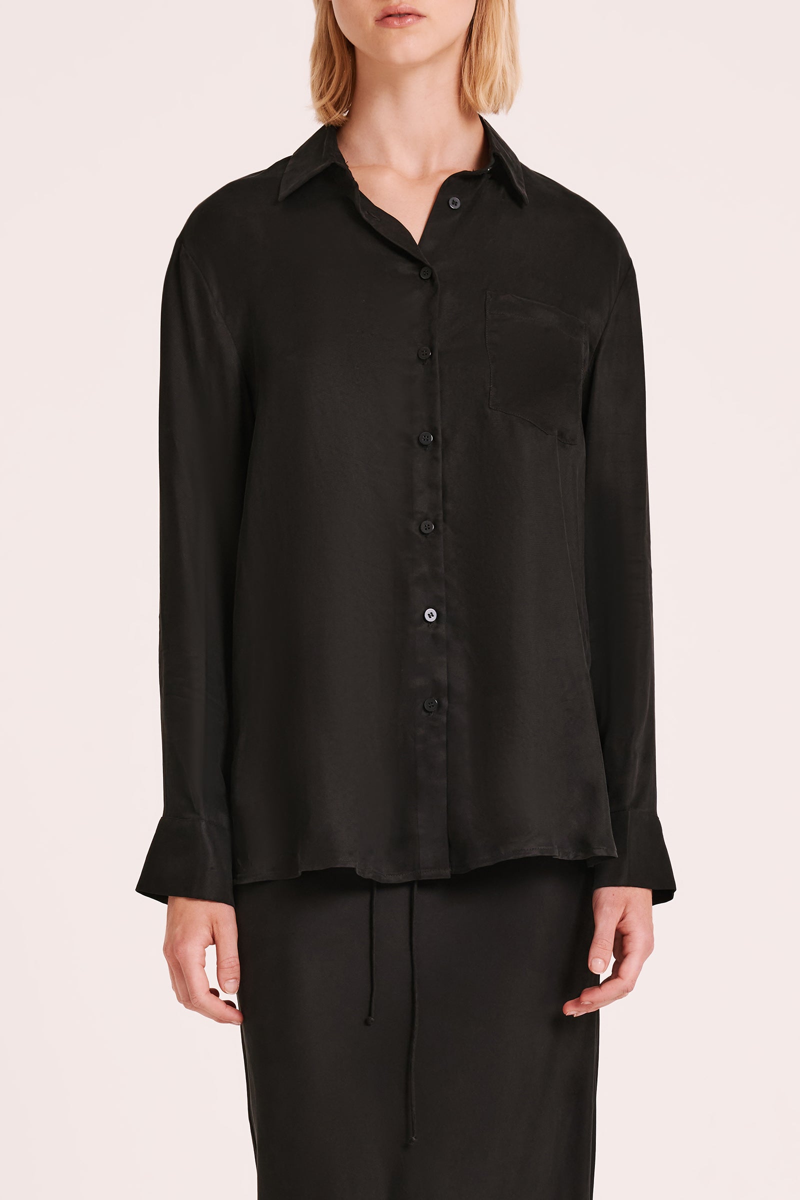 Ari L/s Cupro Shirt Black 