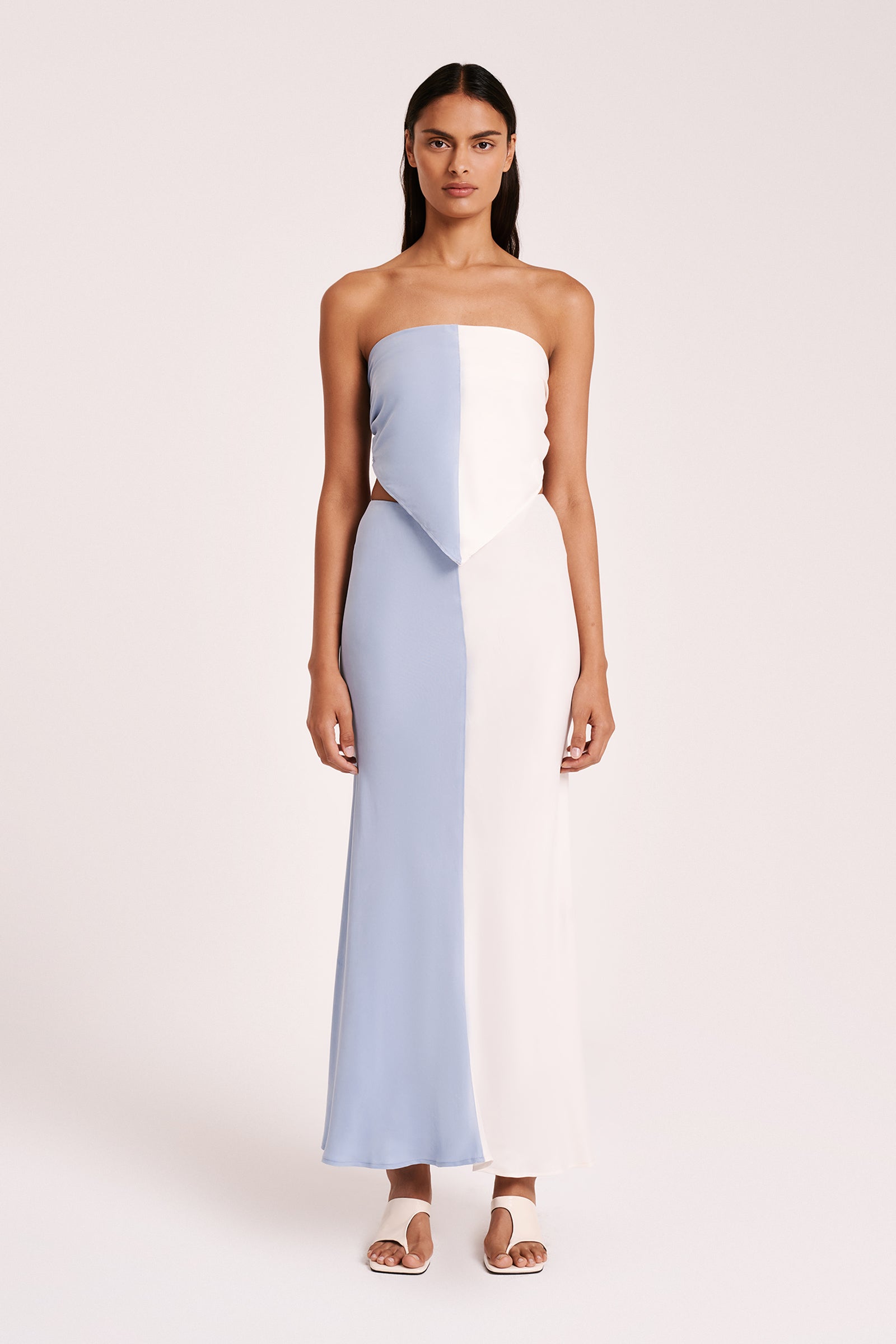 Mano Cupro Skirt Sky Splice 