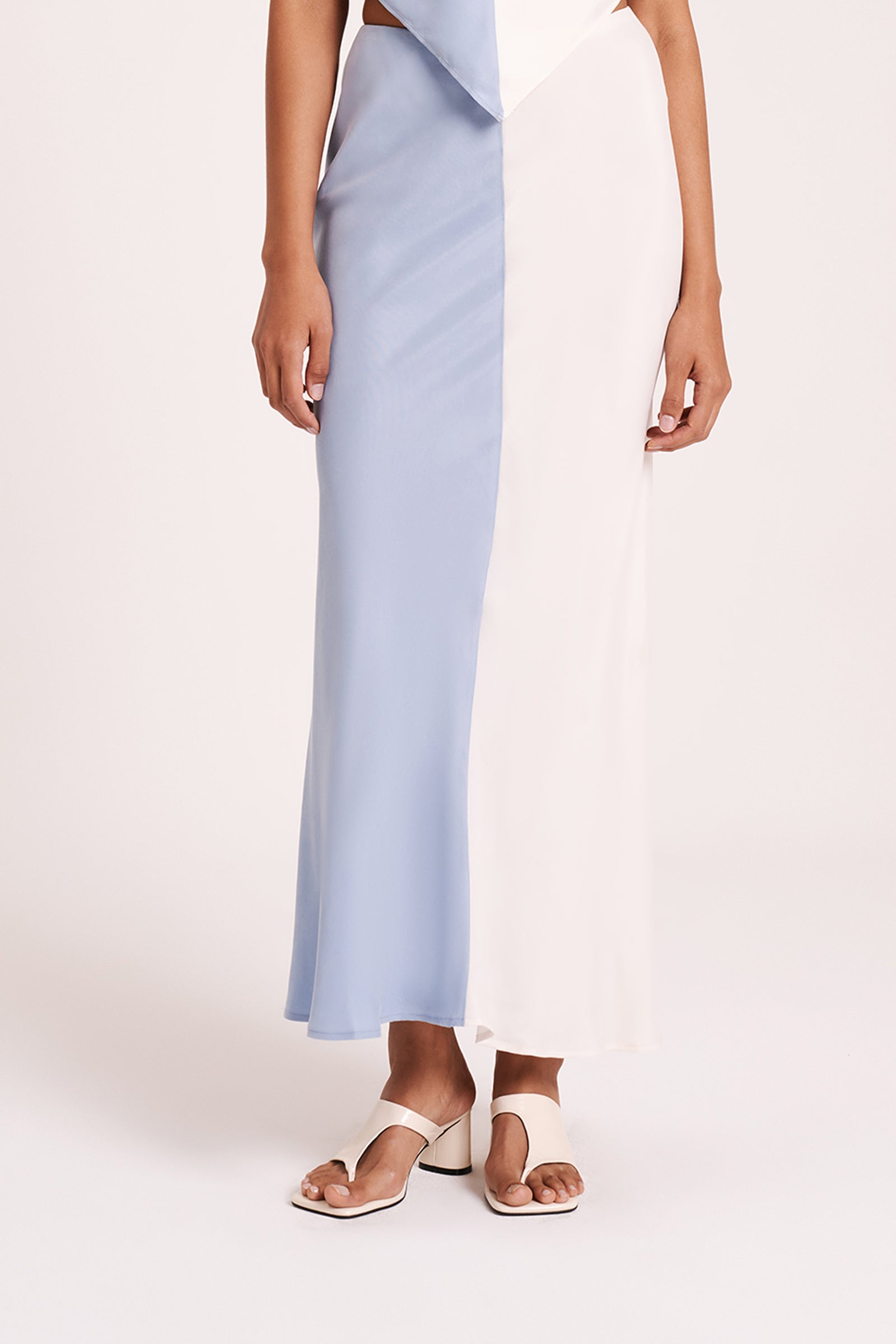 Mano Cupro Skirt Sky Splice 