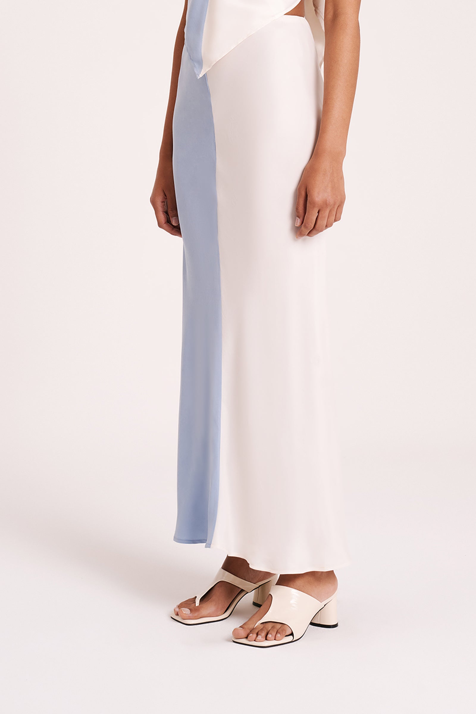 Mano Cupro Skirt Sky Splice 