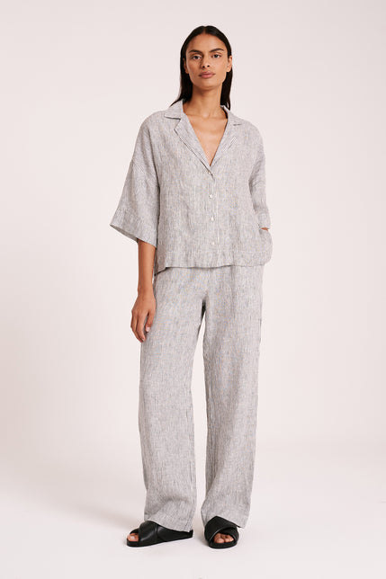 Lounge Stripe Linen Shirt & Pant Set 