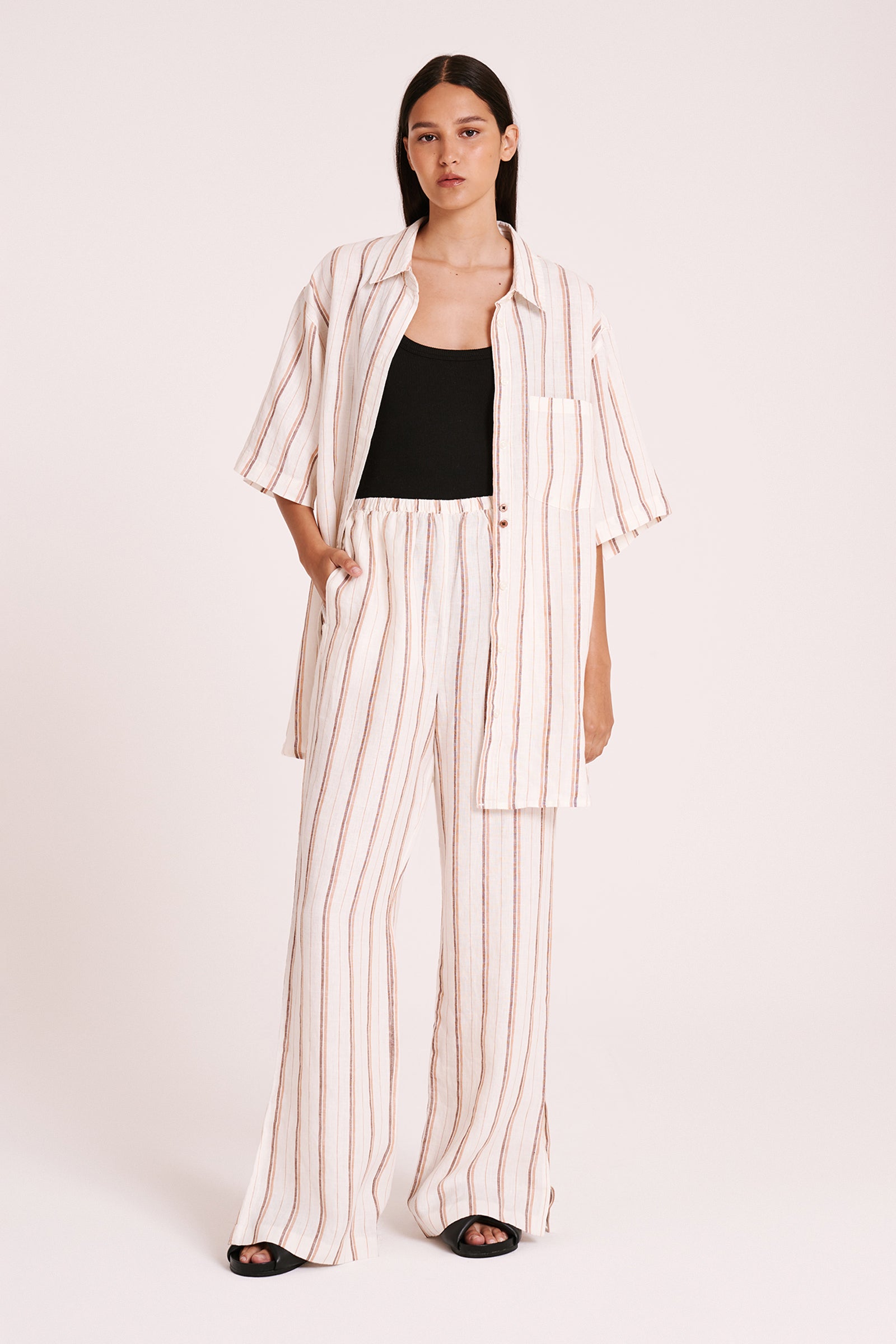 Aisha Linen Pant Amber Stripe 