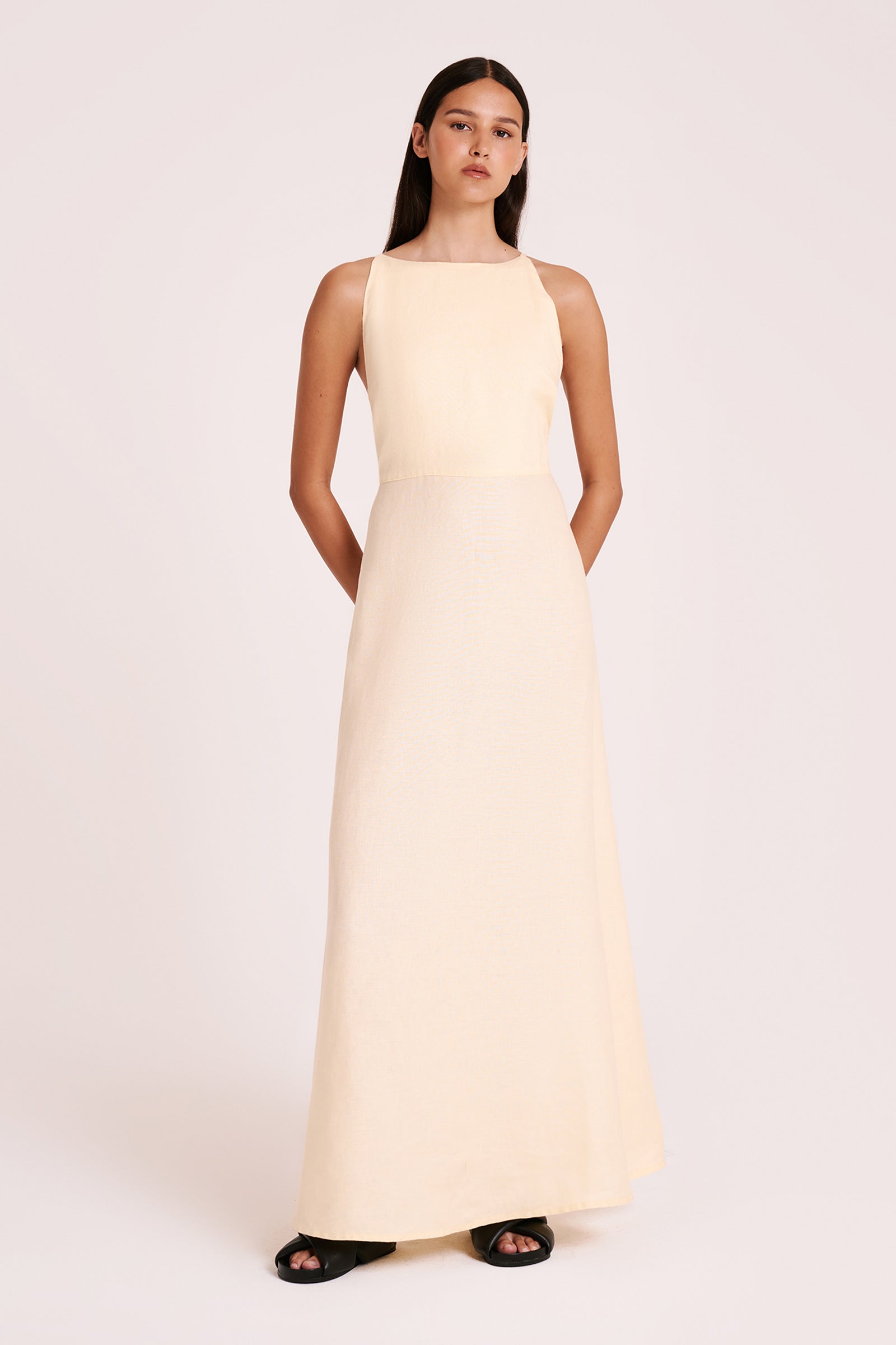 Ziba Linen Maxi Dress Eggnog 