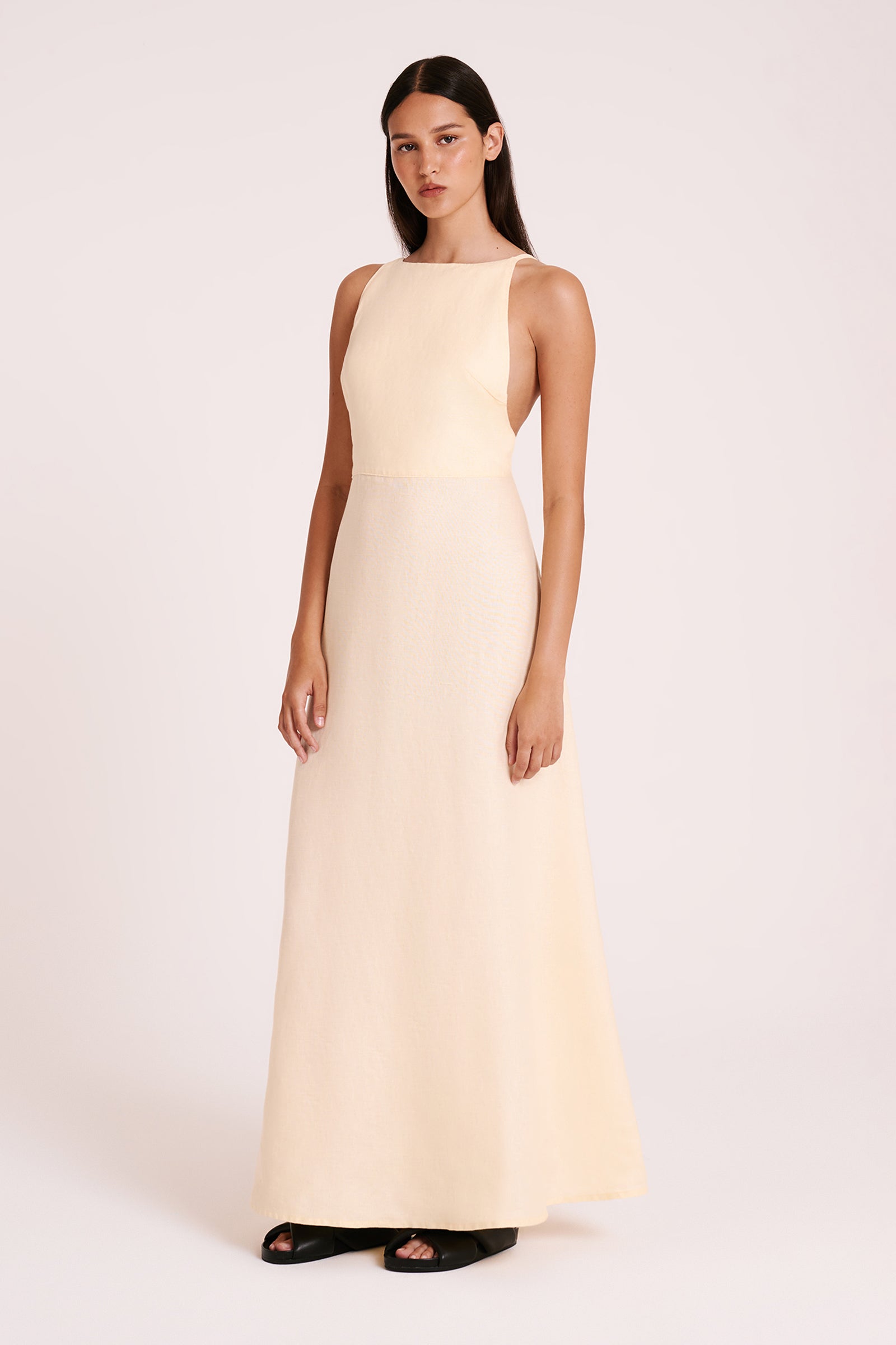 Ziba Linen Maxi Dress Eggnog 