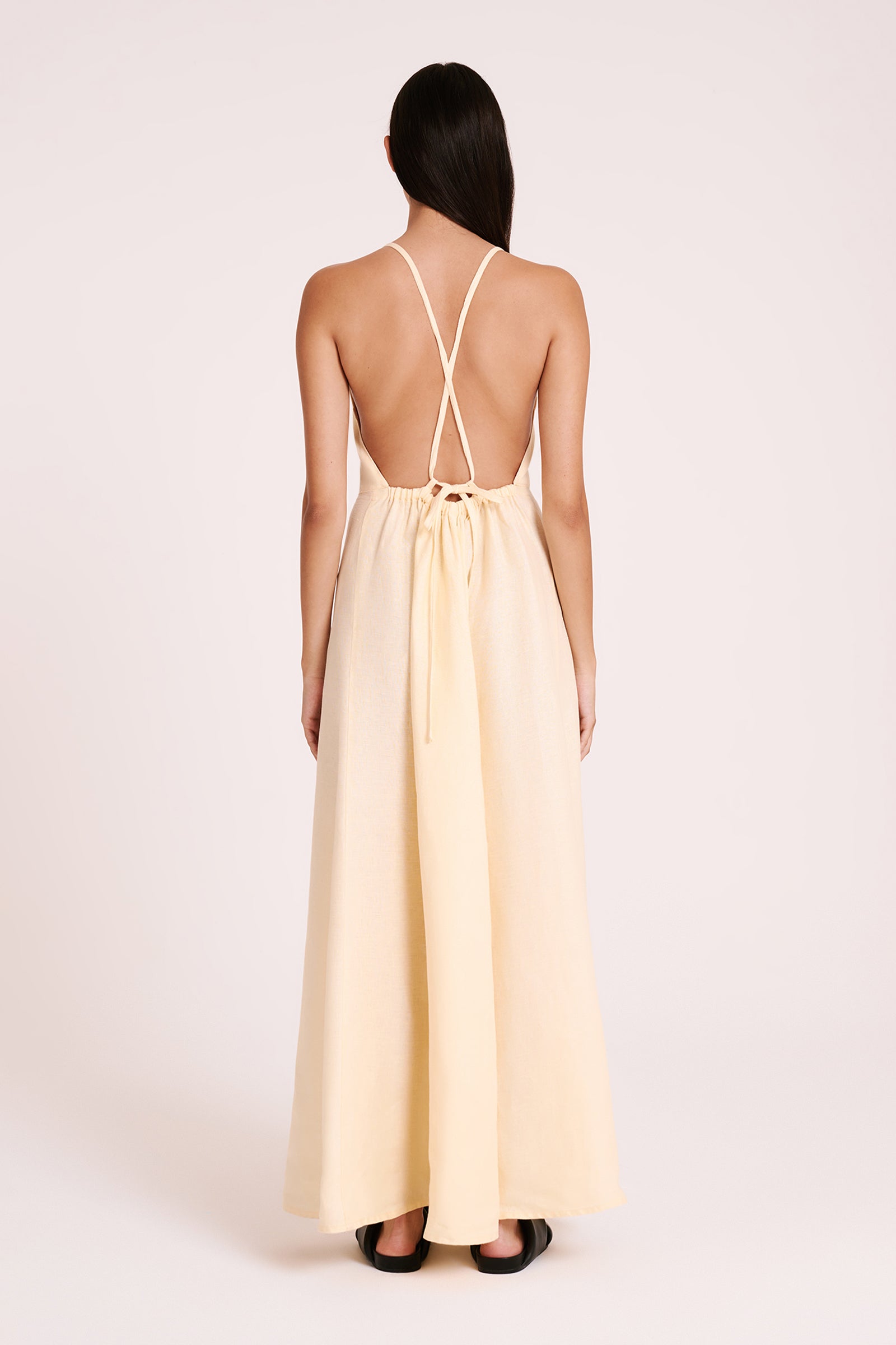 Ziba Linen Maxi Dress Eggnog 