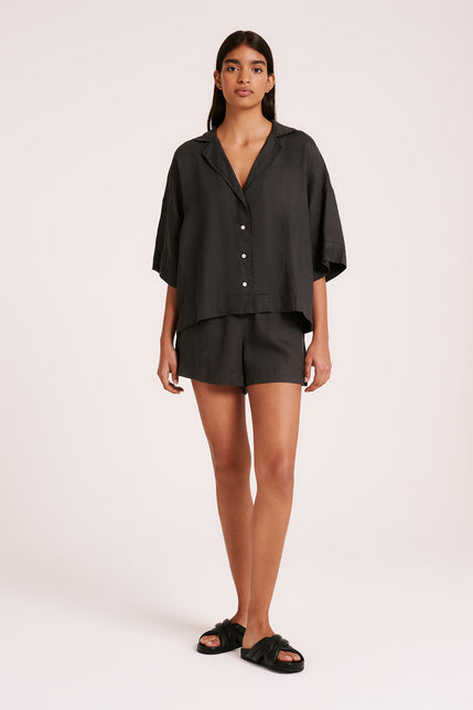 LOUNGE LINEN SHIRT & SHORT SET-