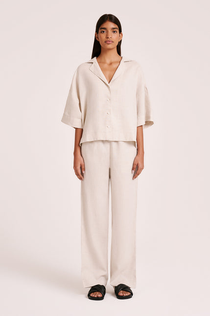 LOUNGE LINEN SHIRT & PANT SET-