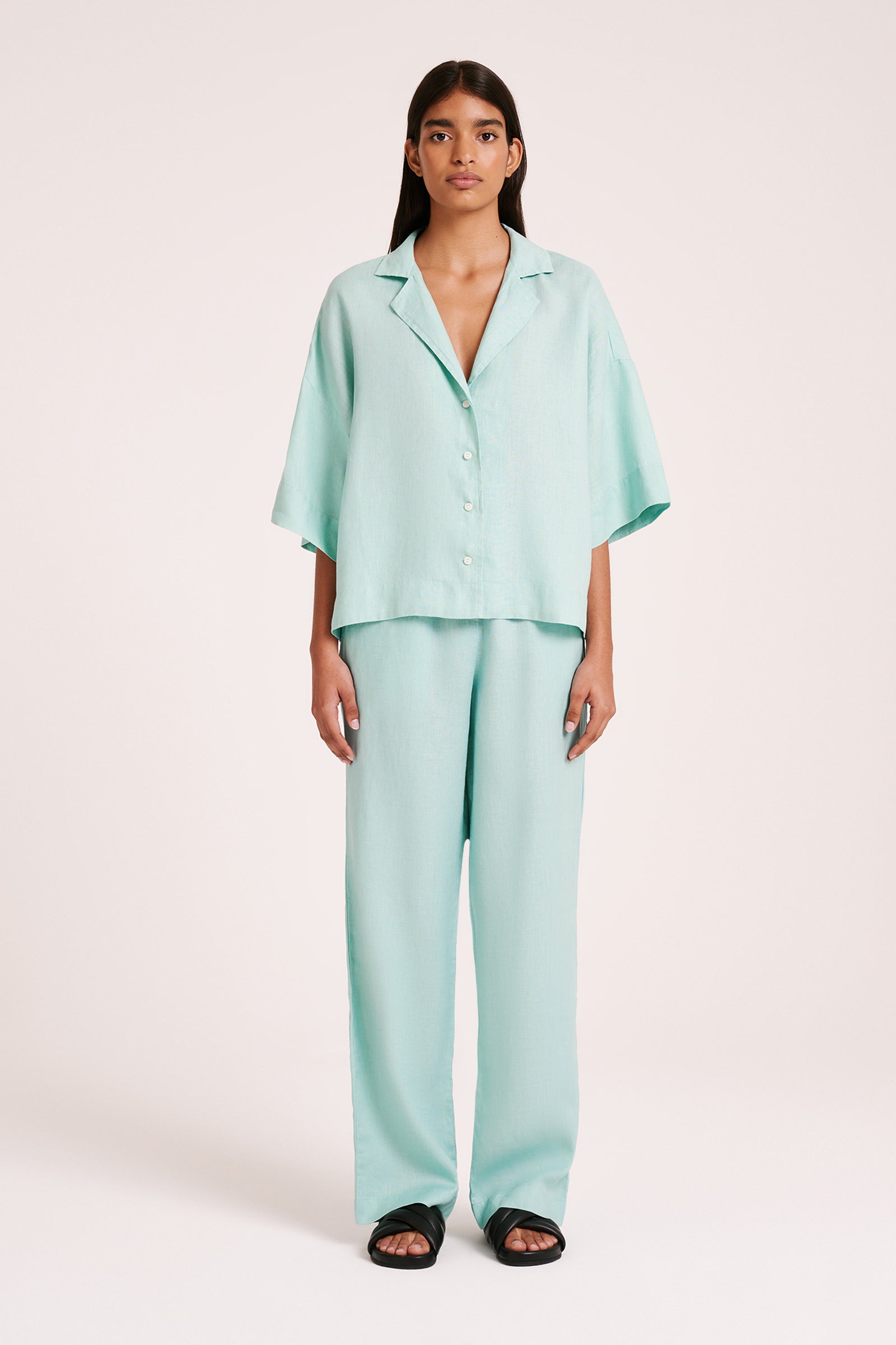 Lounge Linen Pant Aqua 