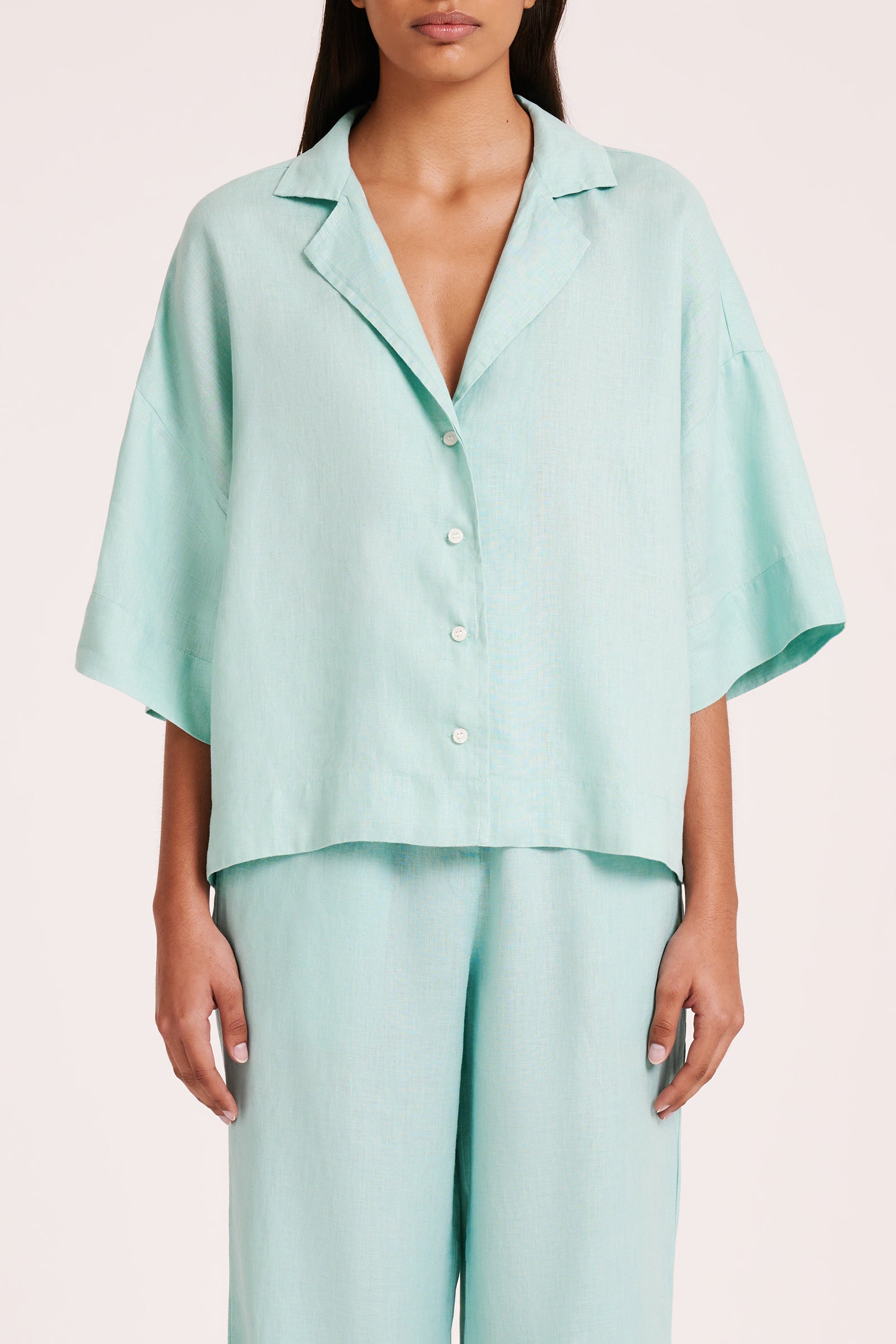 Lounge Linen Shirt Aqua 