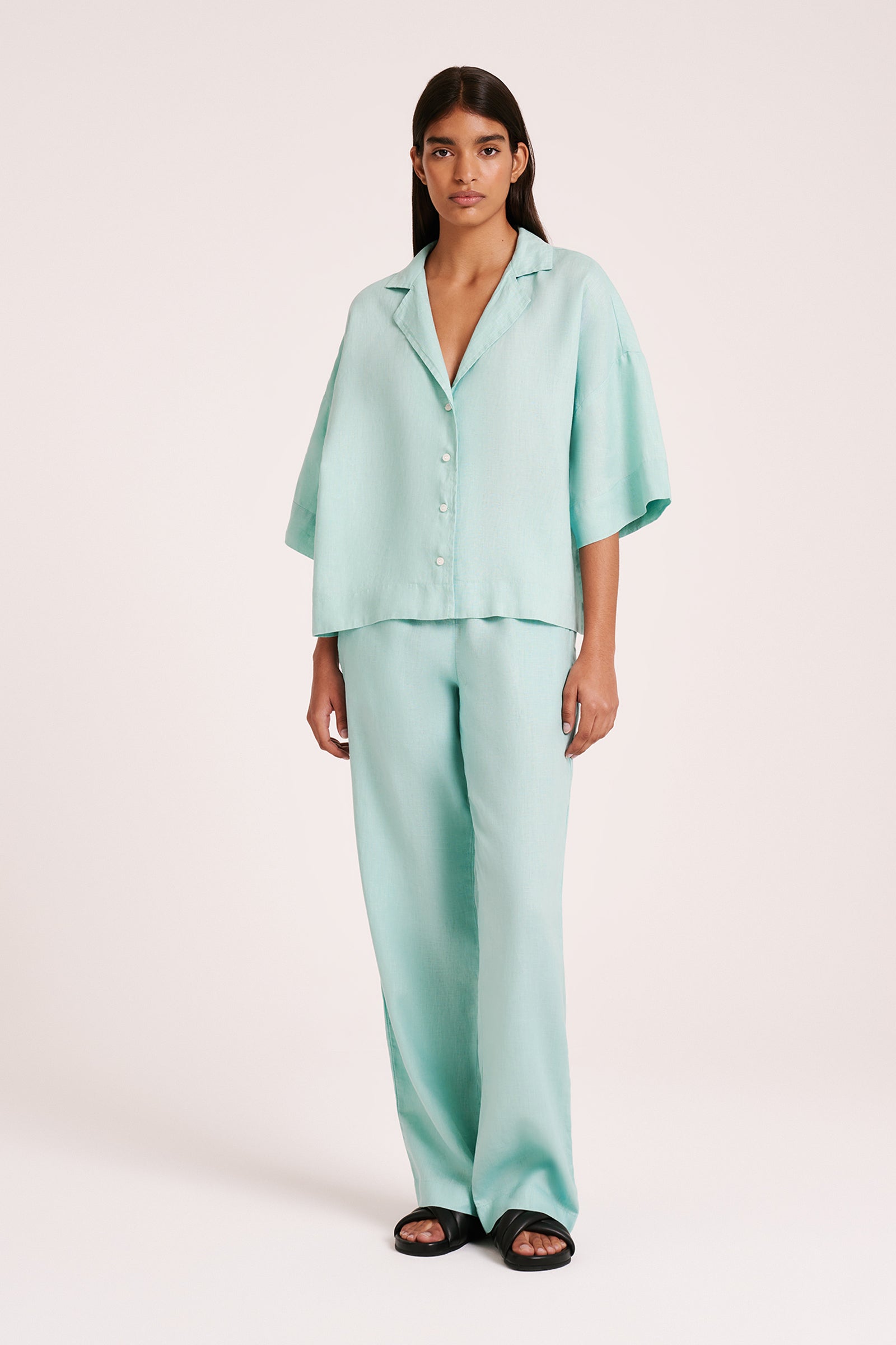 Lounge Linen Shirt Aqua 
