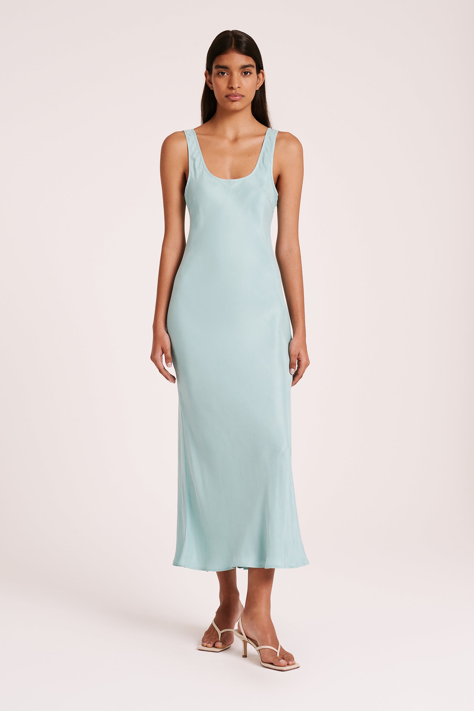 Stas Cupro Slip Dress Aqua 