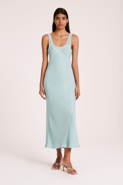 STAS CUPRO SLIP DRESS-Aqua