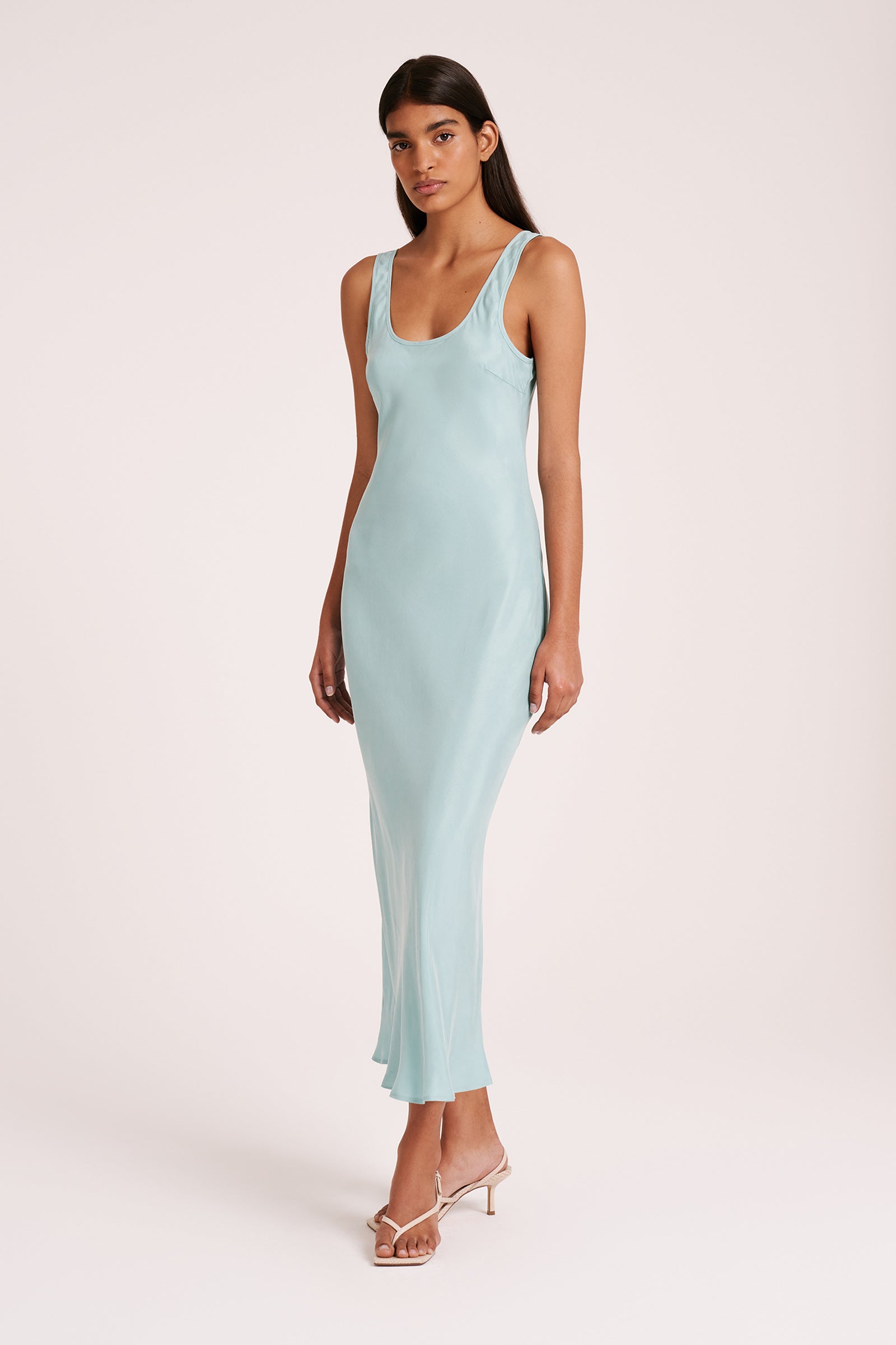 Stas Cupro Slip Dress Aqua 