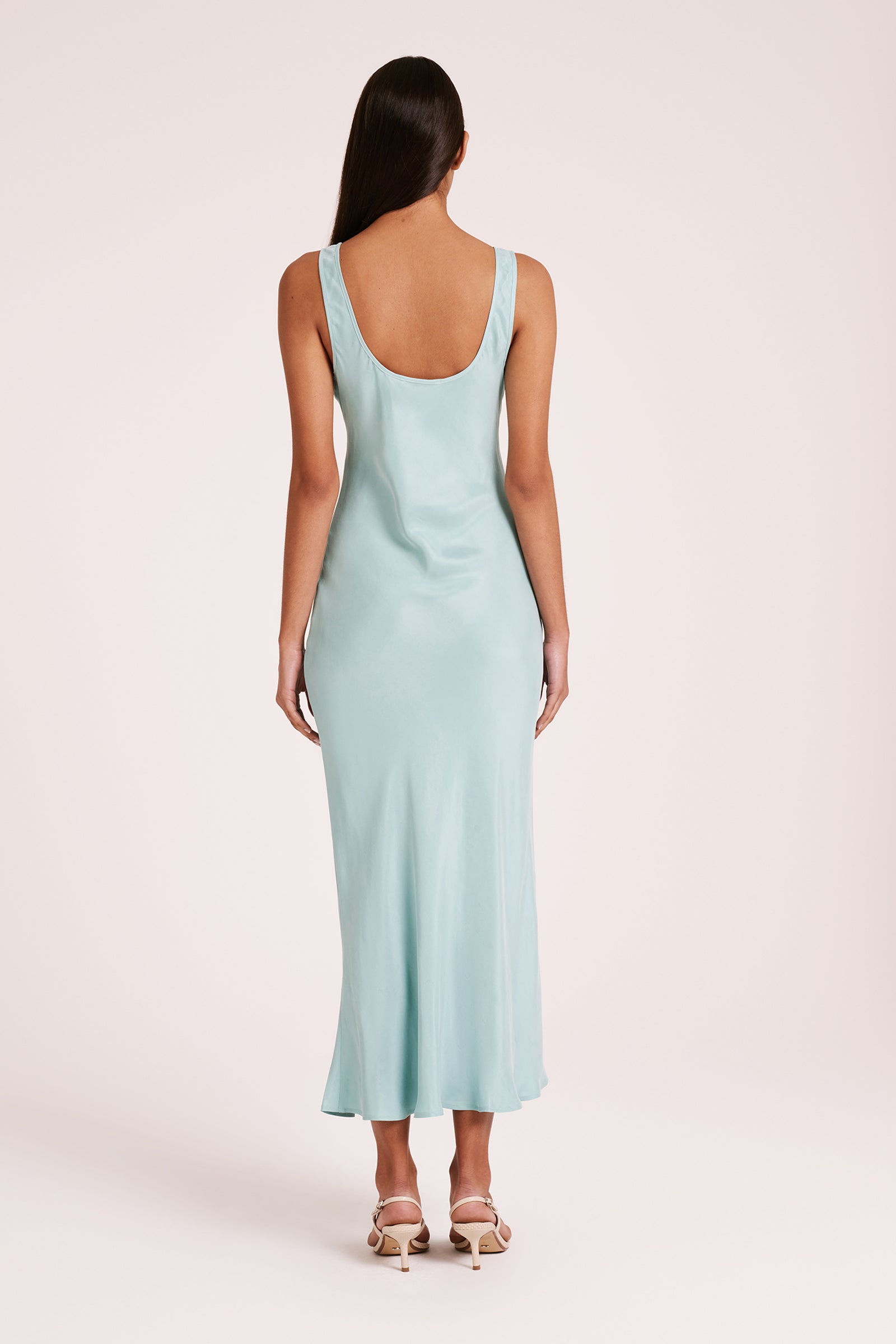 Stas Cupro Slip Dress Aqua 