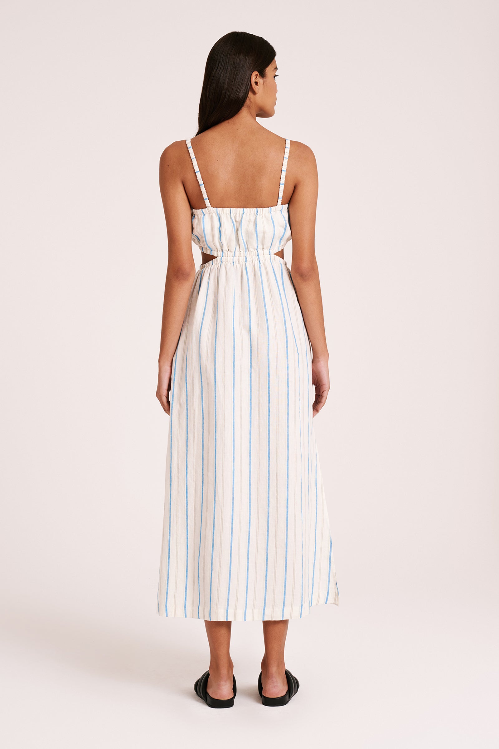Yin Linen Dress Azure Stripe 