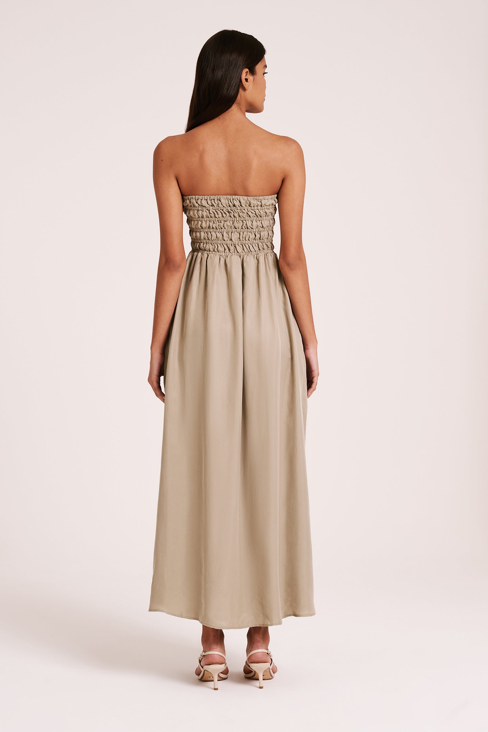 Zuri Cupro Maxi Dress Olive 