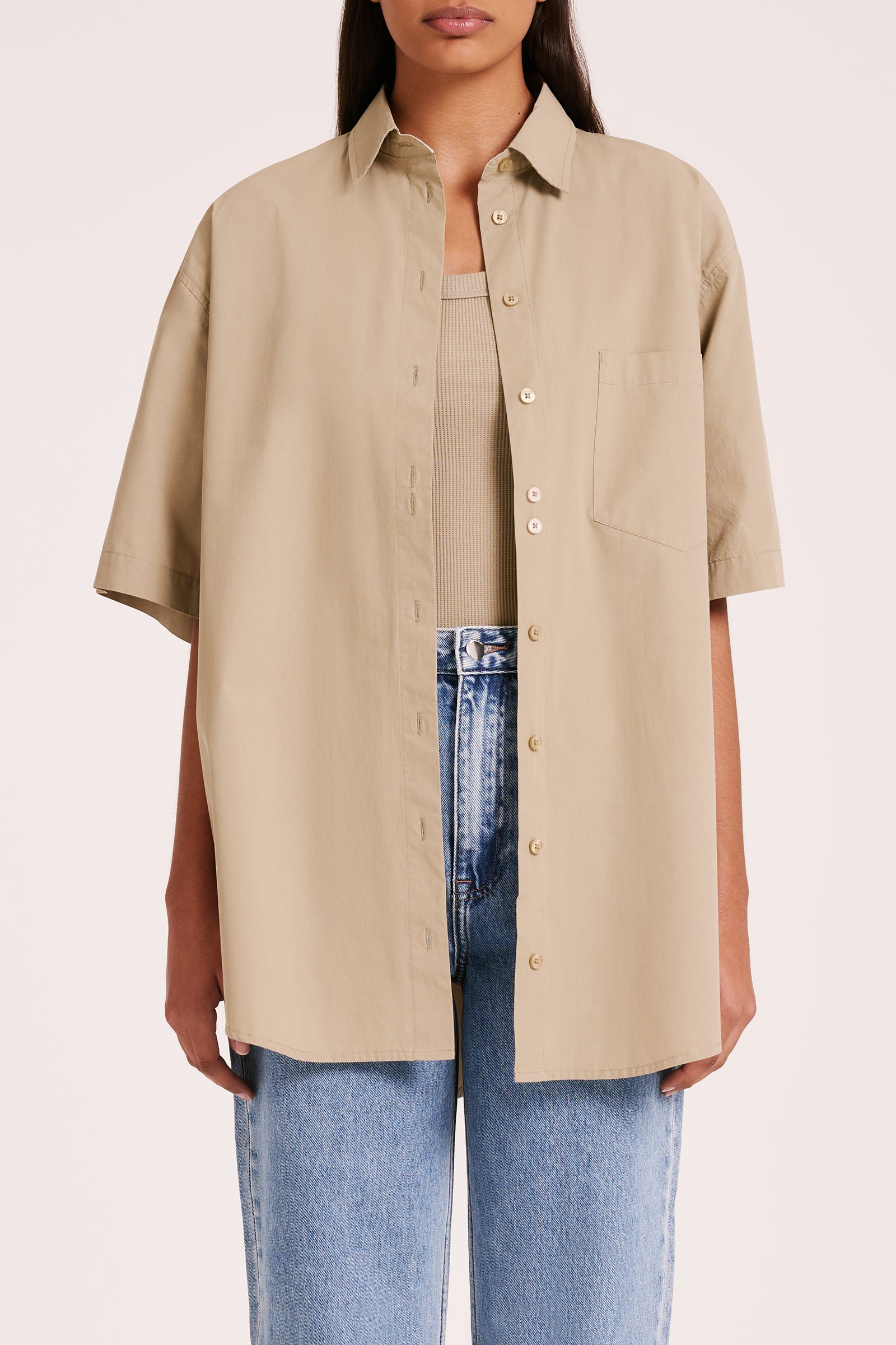 Leo Poplin Shirt Olive 