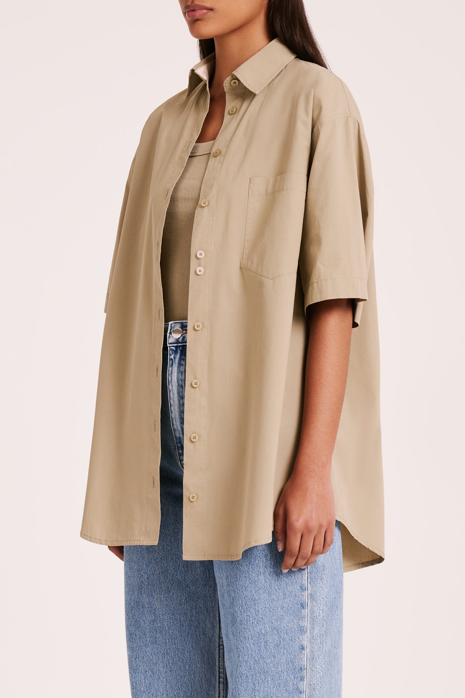 Leo Poplin Shirt Olive 