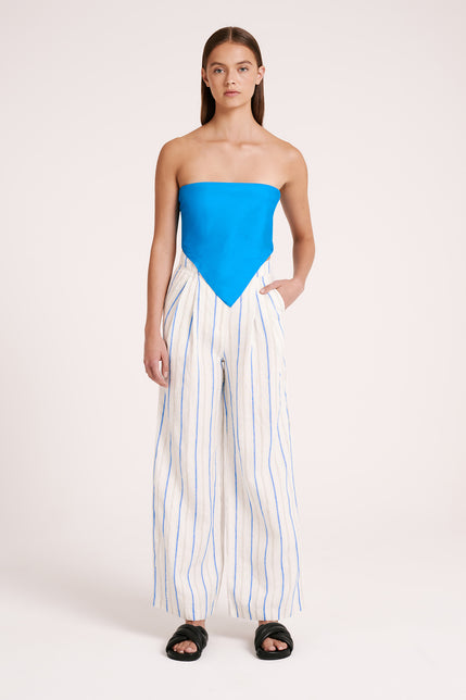 YIN TAILORED PANT-Azure Stripe
