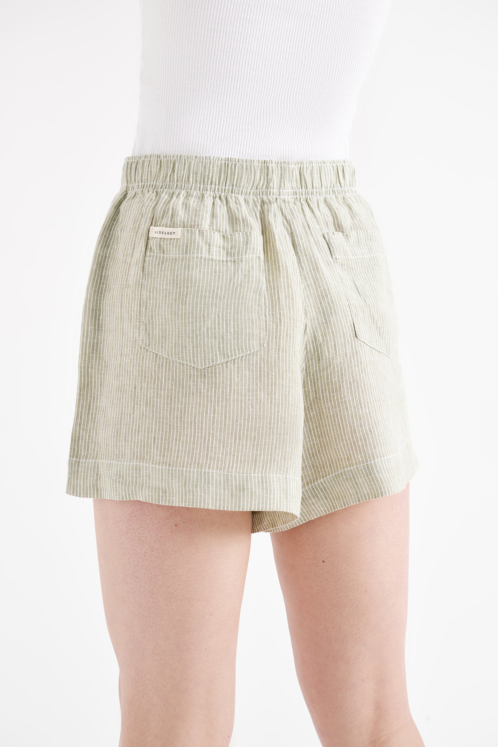 Lounge Stripe Linen Short Sage Stripe 