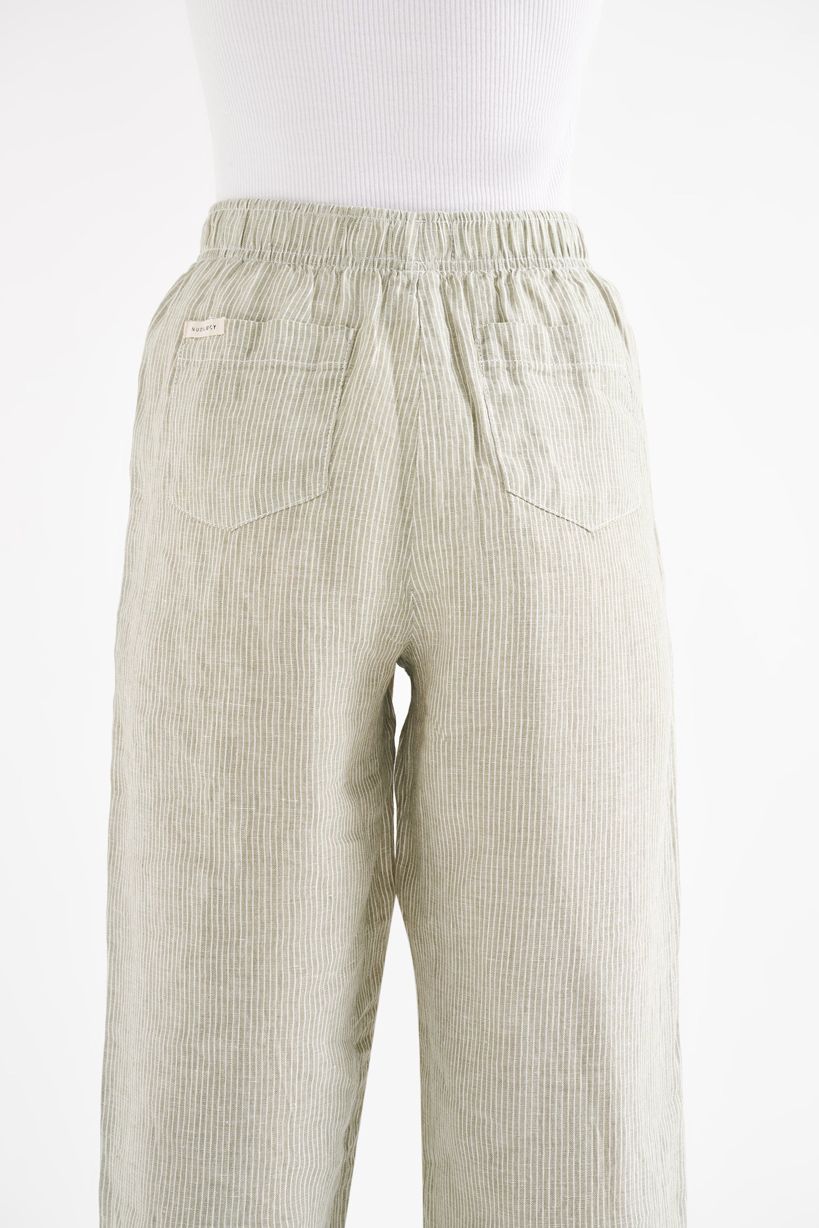 Lounge Stripe Linen Pant Sage Stripe 