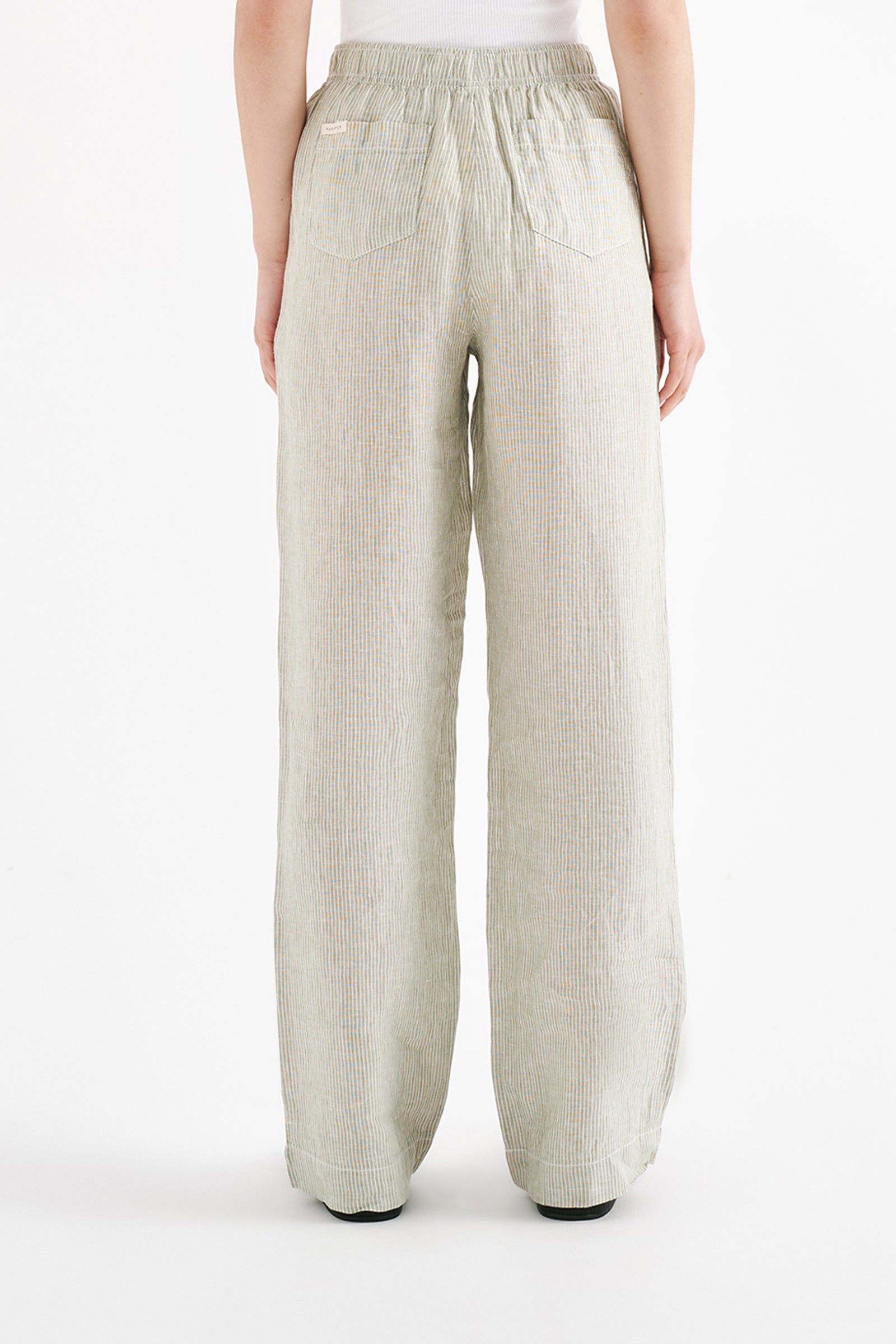 Lounge Stripe Linen Pant Sage Stripe 