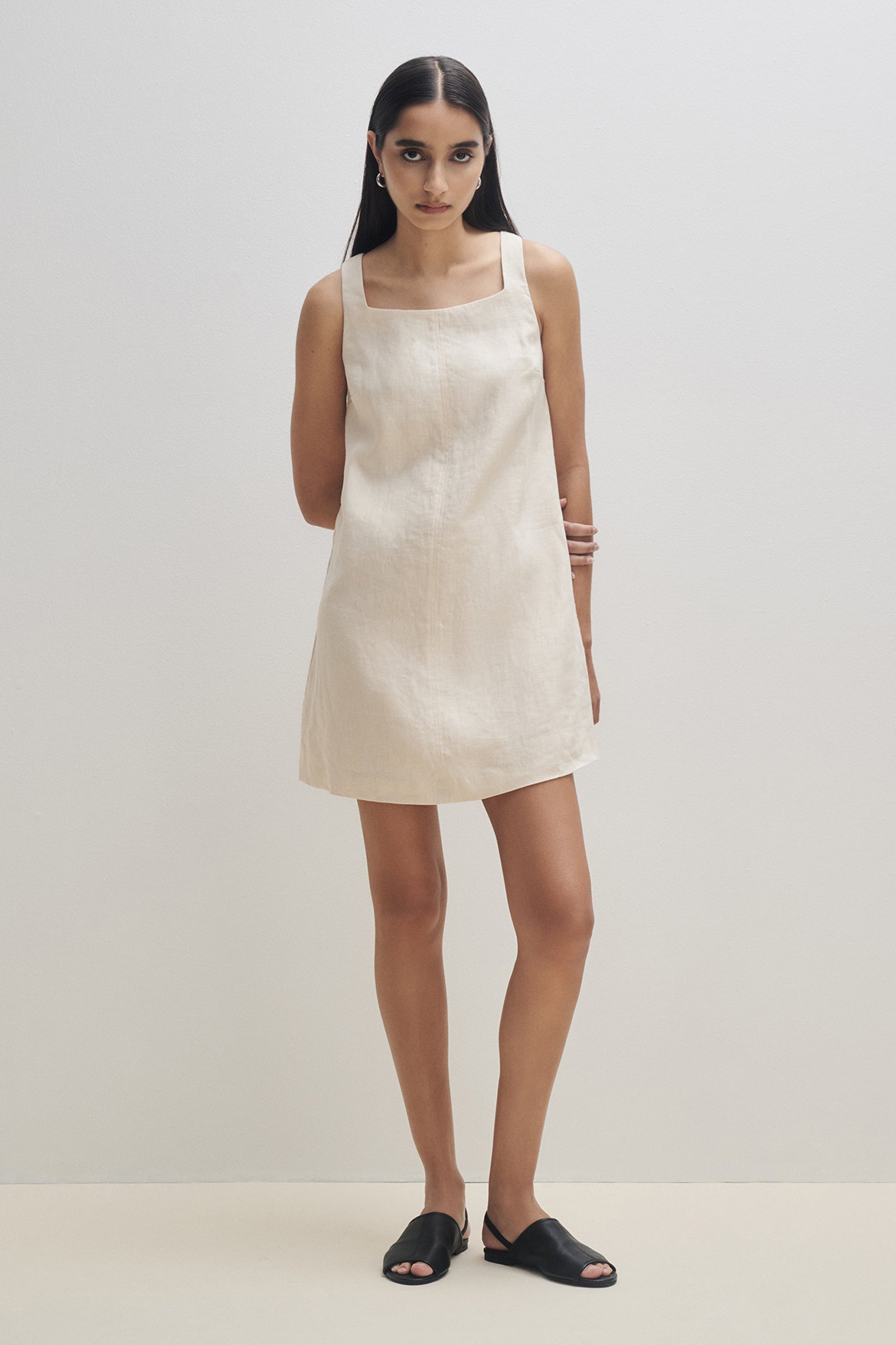 Eden Linen Mini Dress Cream 