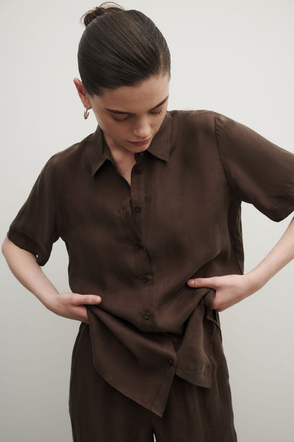 Dara Cupro Shirt Chocolate 