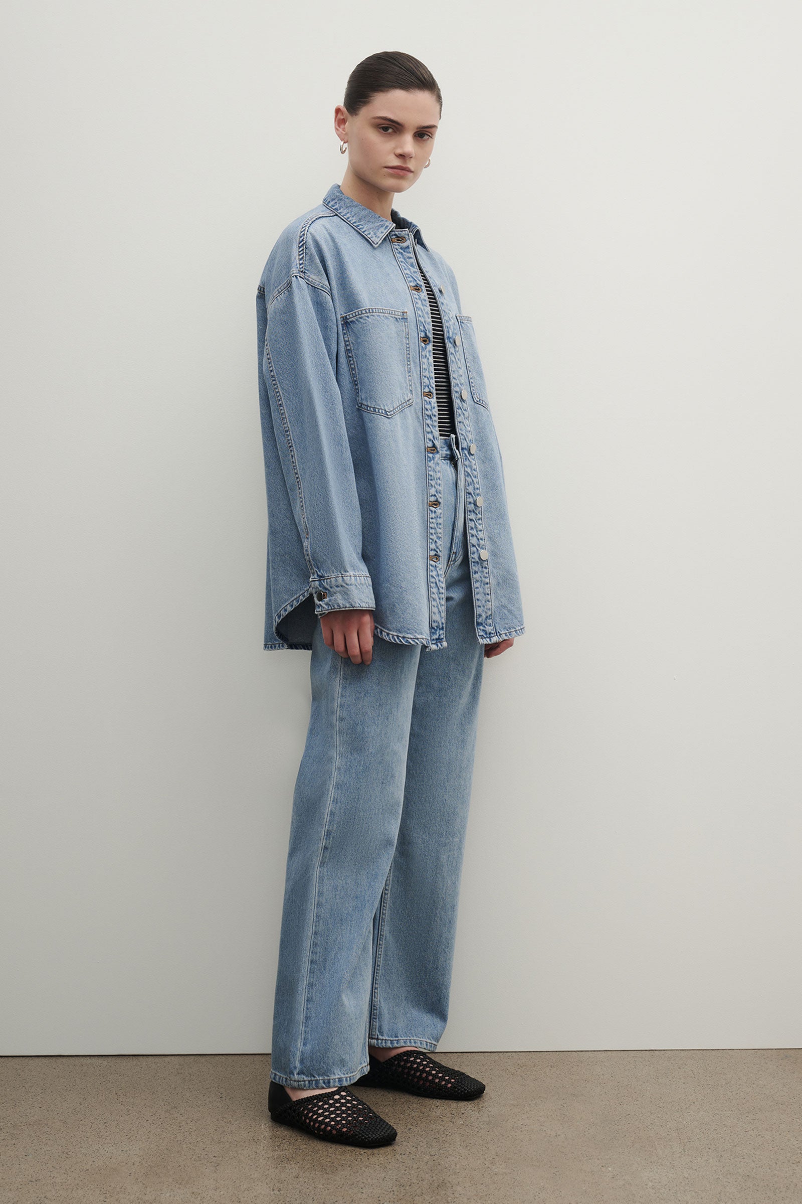 Organic Denim Overshirt Soft Blue 